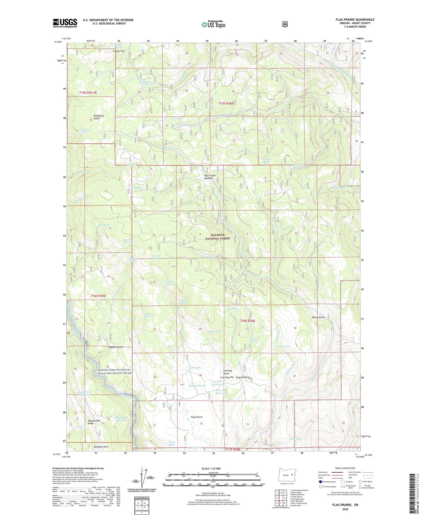 Flag Prairie Oregon US Topo Map Image