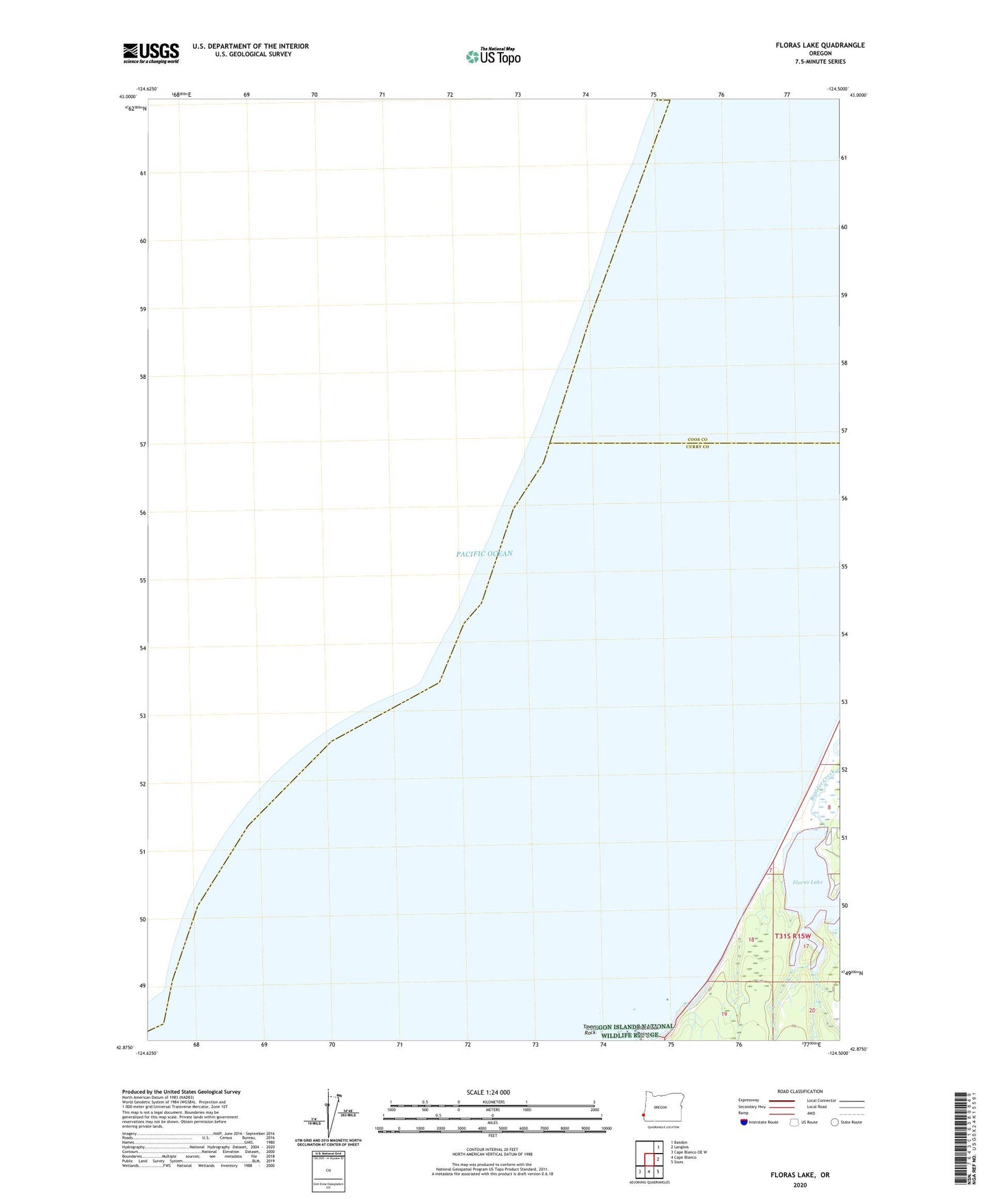 Floras Lake Oregon US Topo Map Image