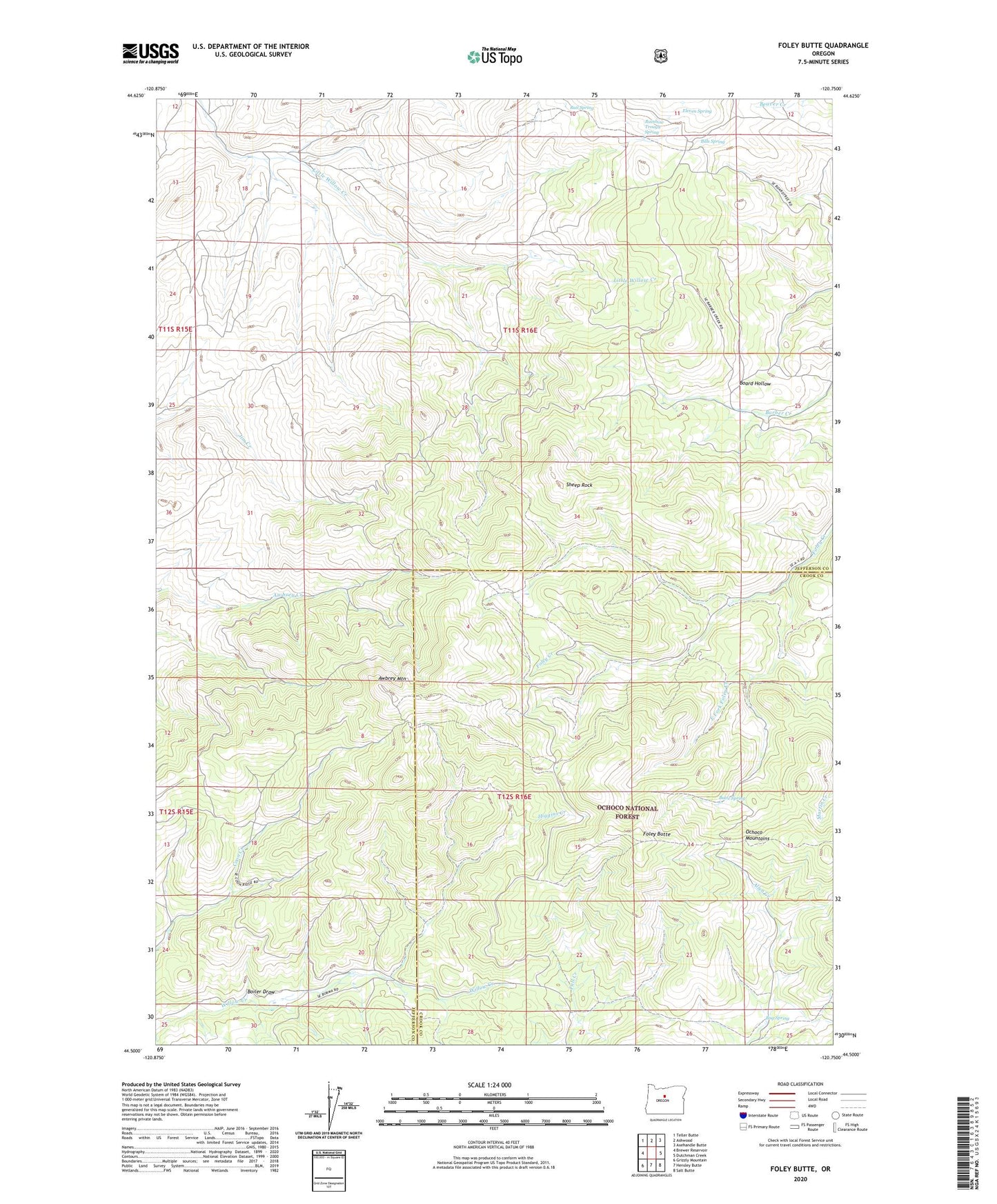 Foley Butte Oregon US Topo Map Image