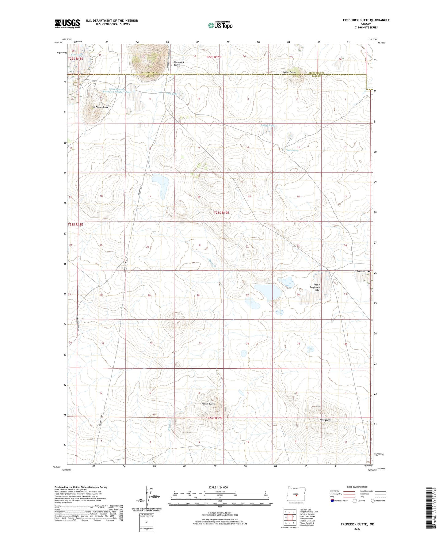 Frederick Butte Oregon US Topo Map Image