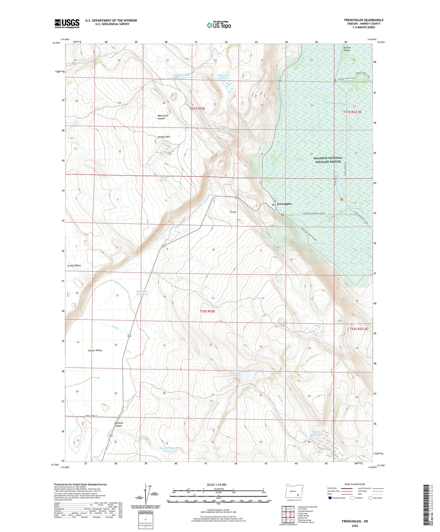 Frenchglen Oregon US Topo Map Image