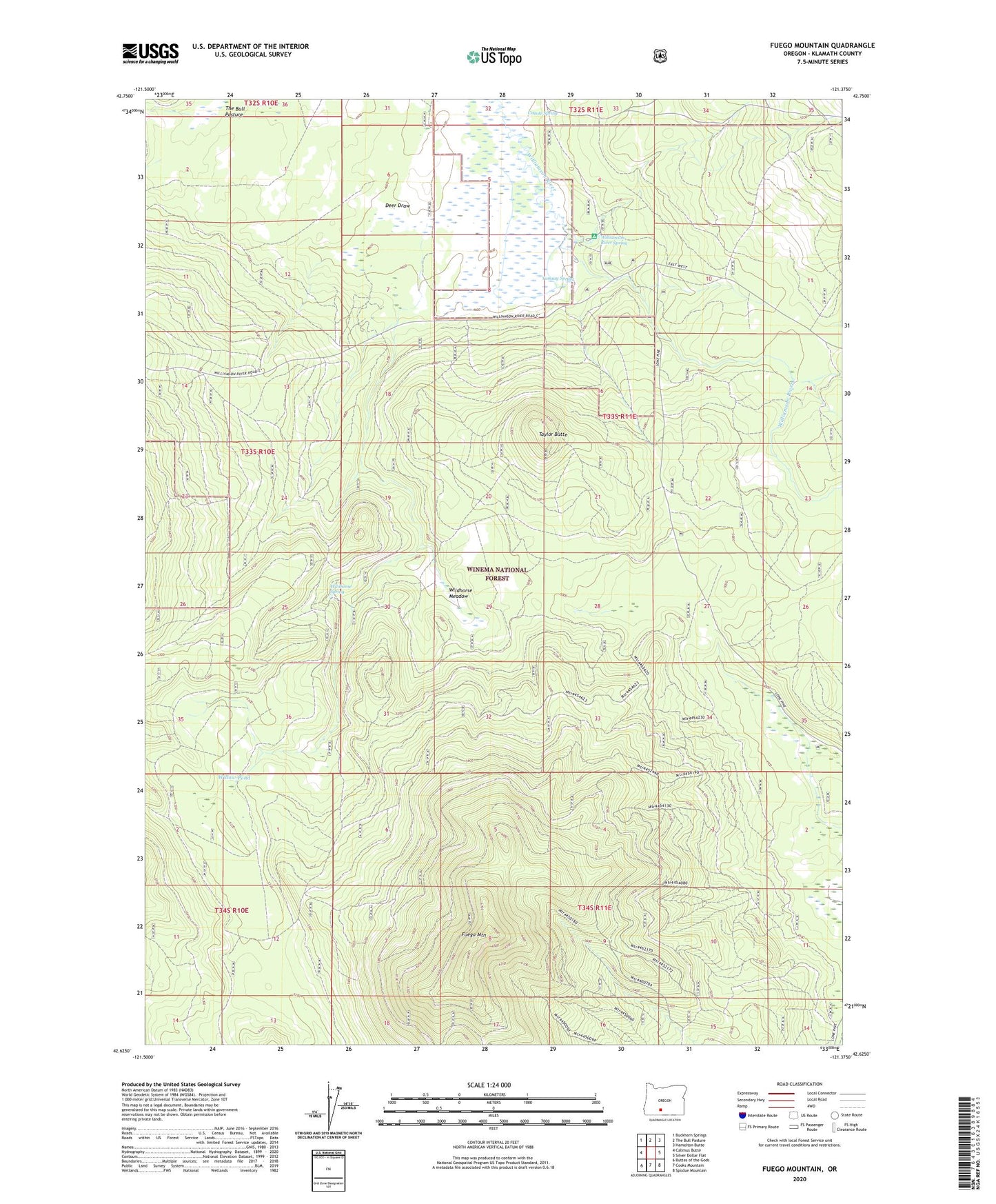 Fuego Mountain Oregon US Topo Map Image