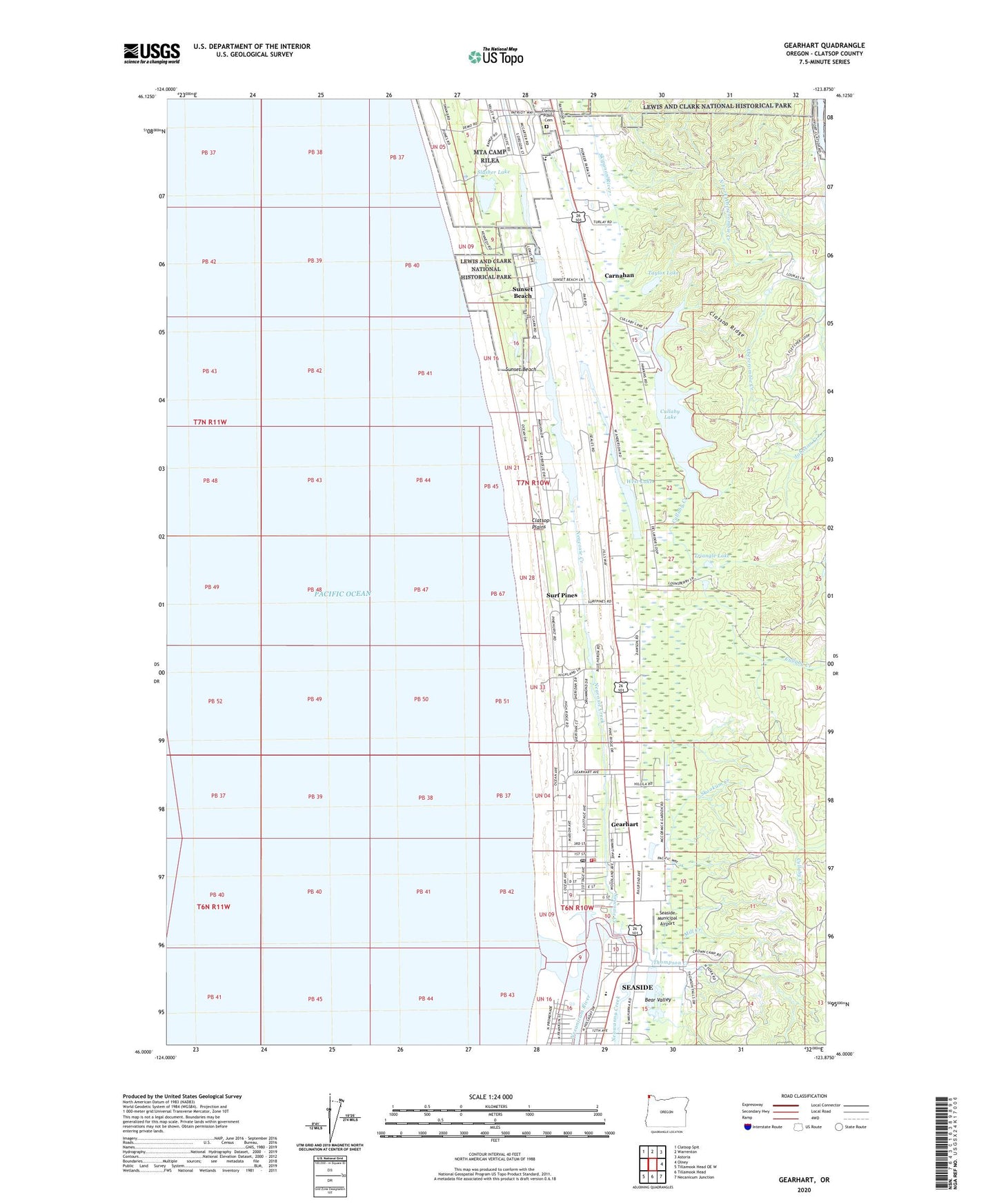 Gearhart Oregon US Topo Map Image
