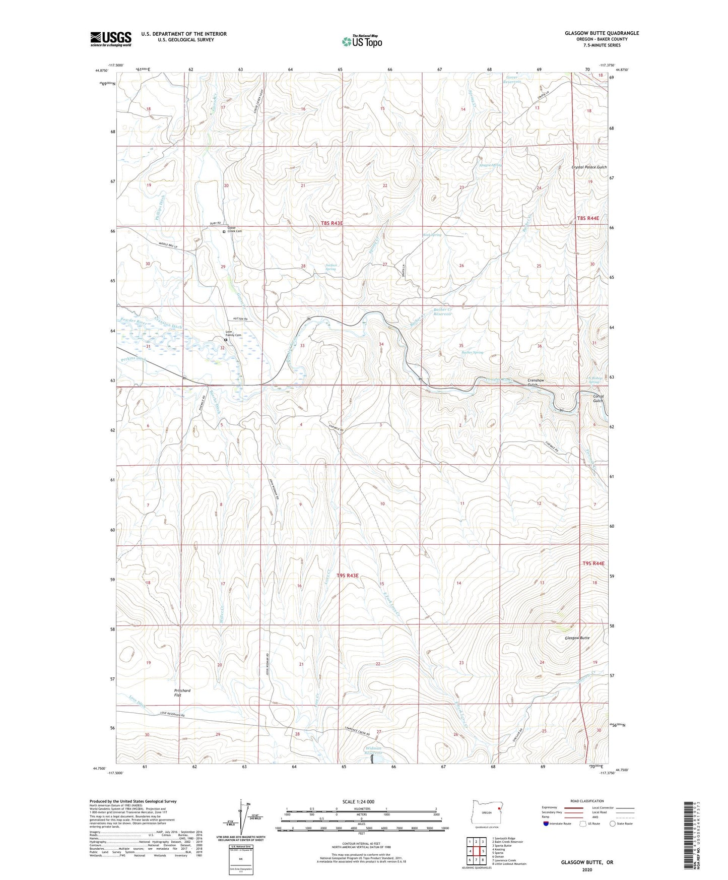 Glasgow Butte Oregon US Topo Map Image