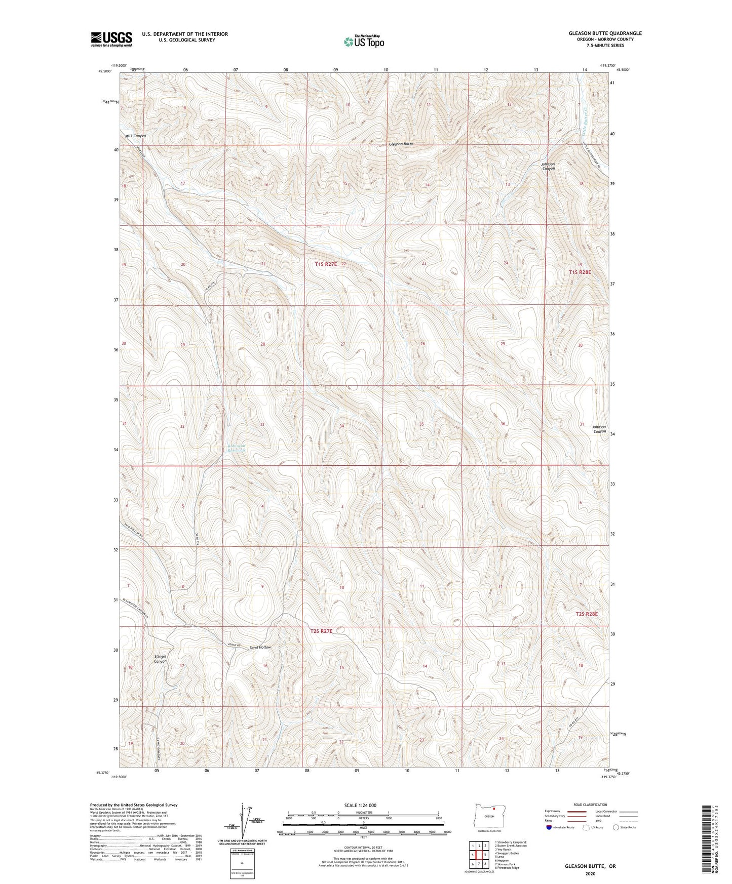 Gleason Butte Oregon US Topo Map Image