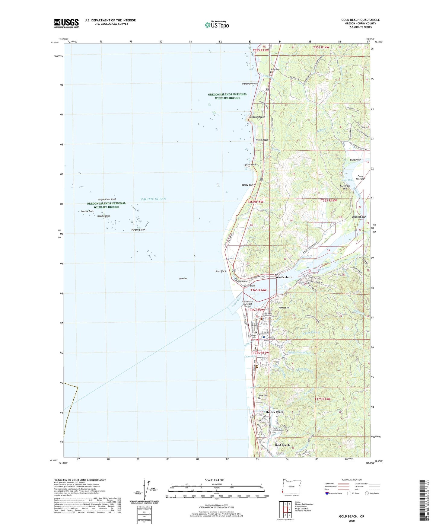 Gold Beach Oregon US Topo Map Image