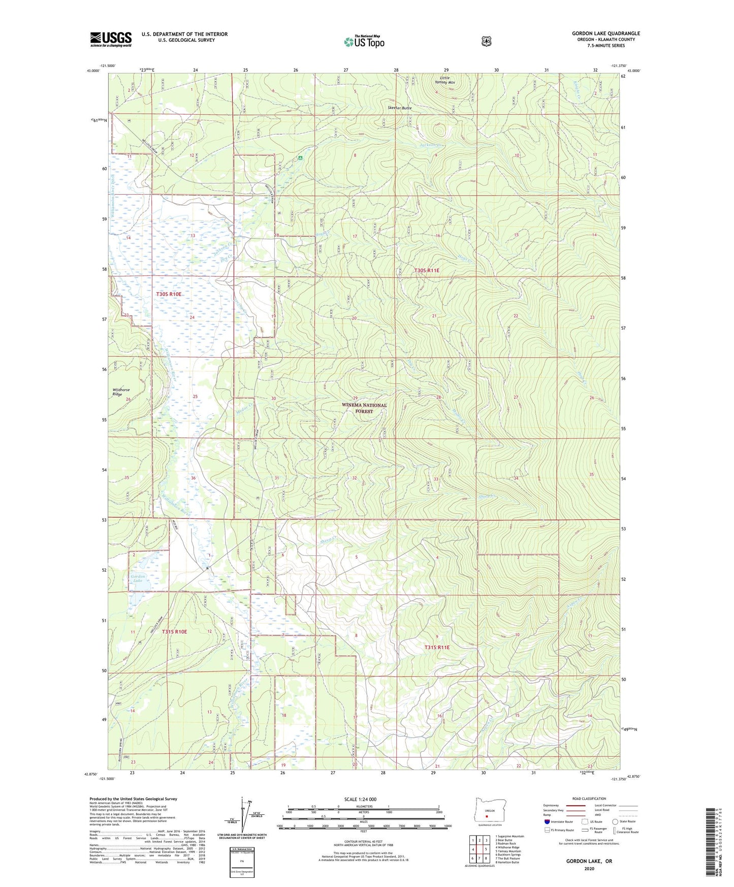 Gordon Lake Oregon US Topo Map Image