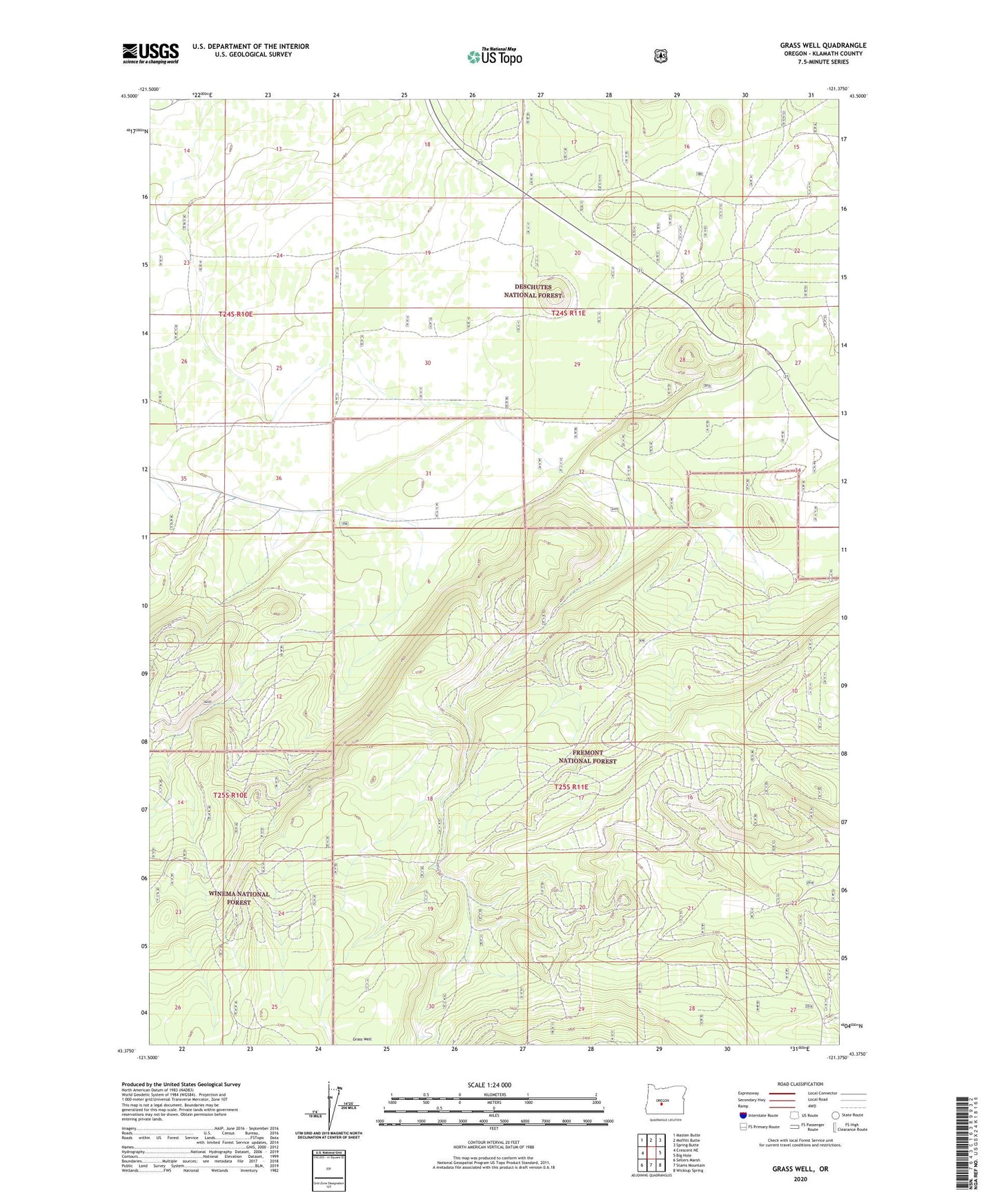 Grass Well Oregon US Topo Map Image