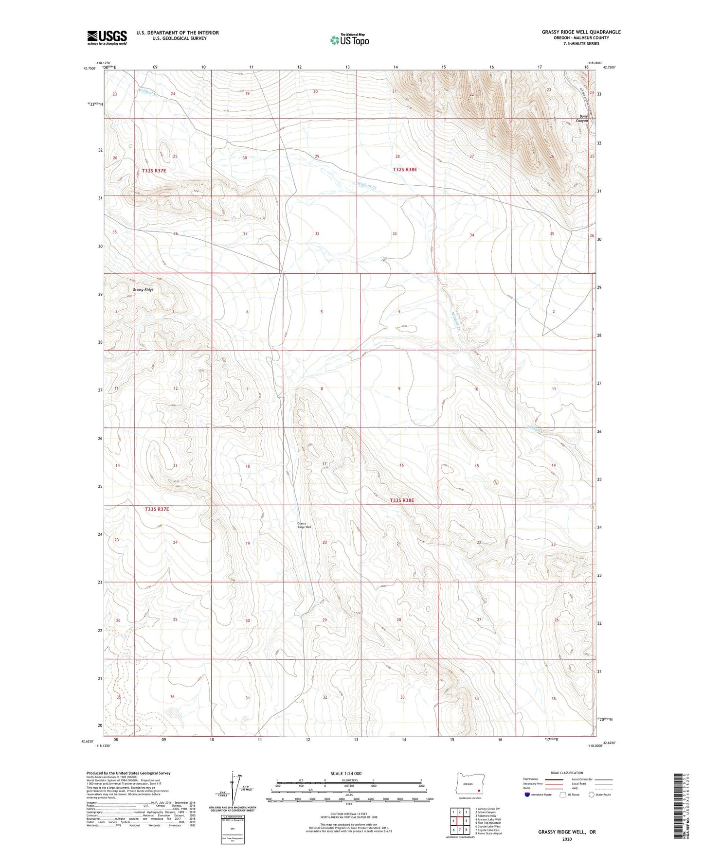 Grassy Ridge Well Oregon US Topo Map Image