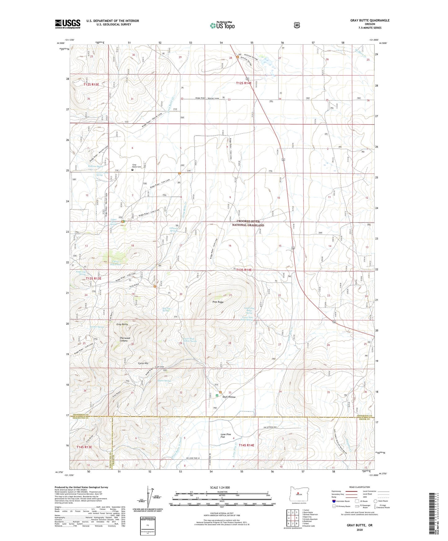 Gray Butte Oregon US Topo Map Image