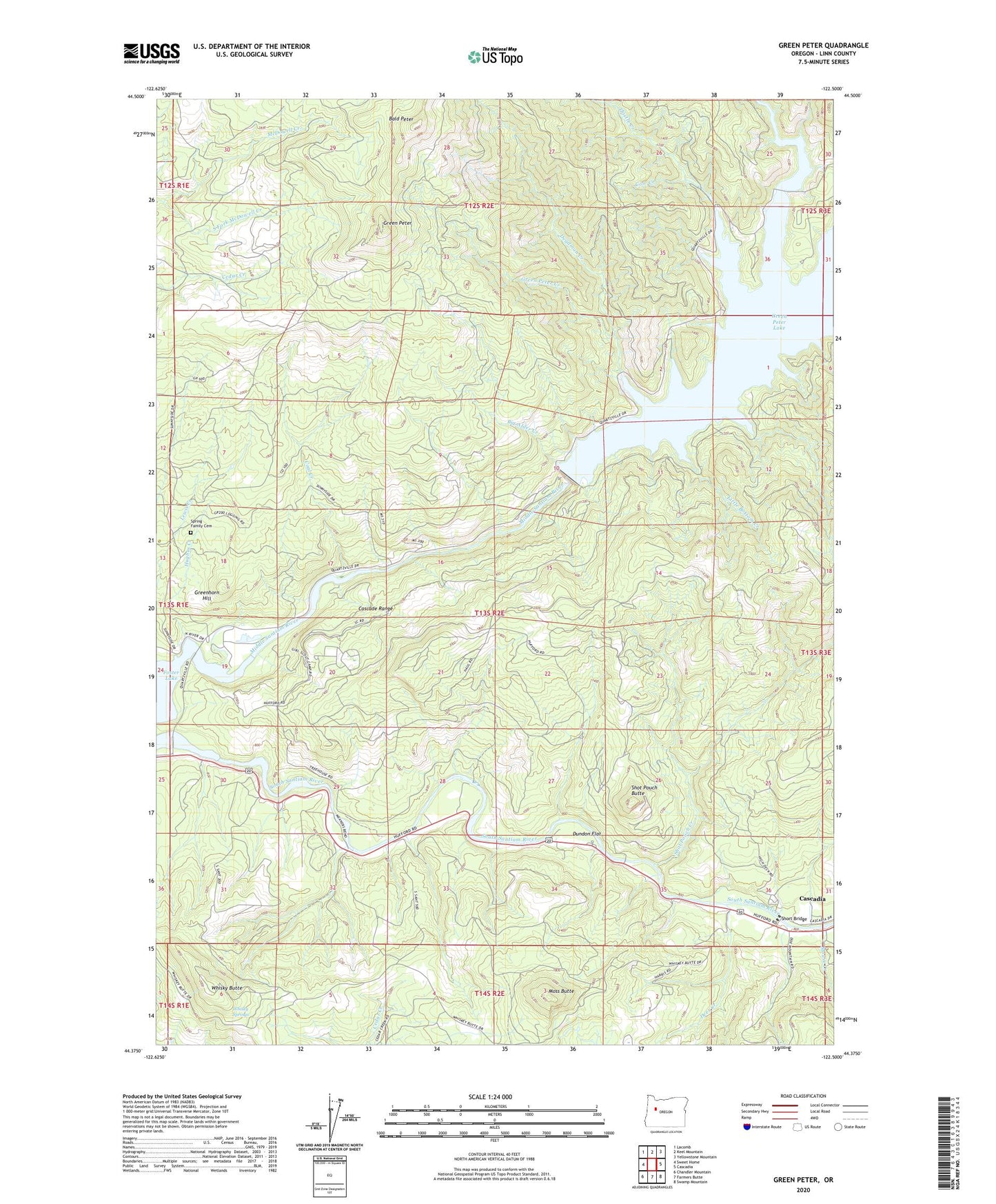 Green Peter Oregon US Topo Map Image
