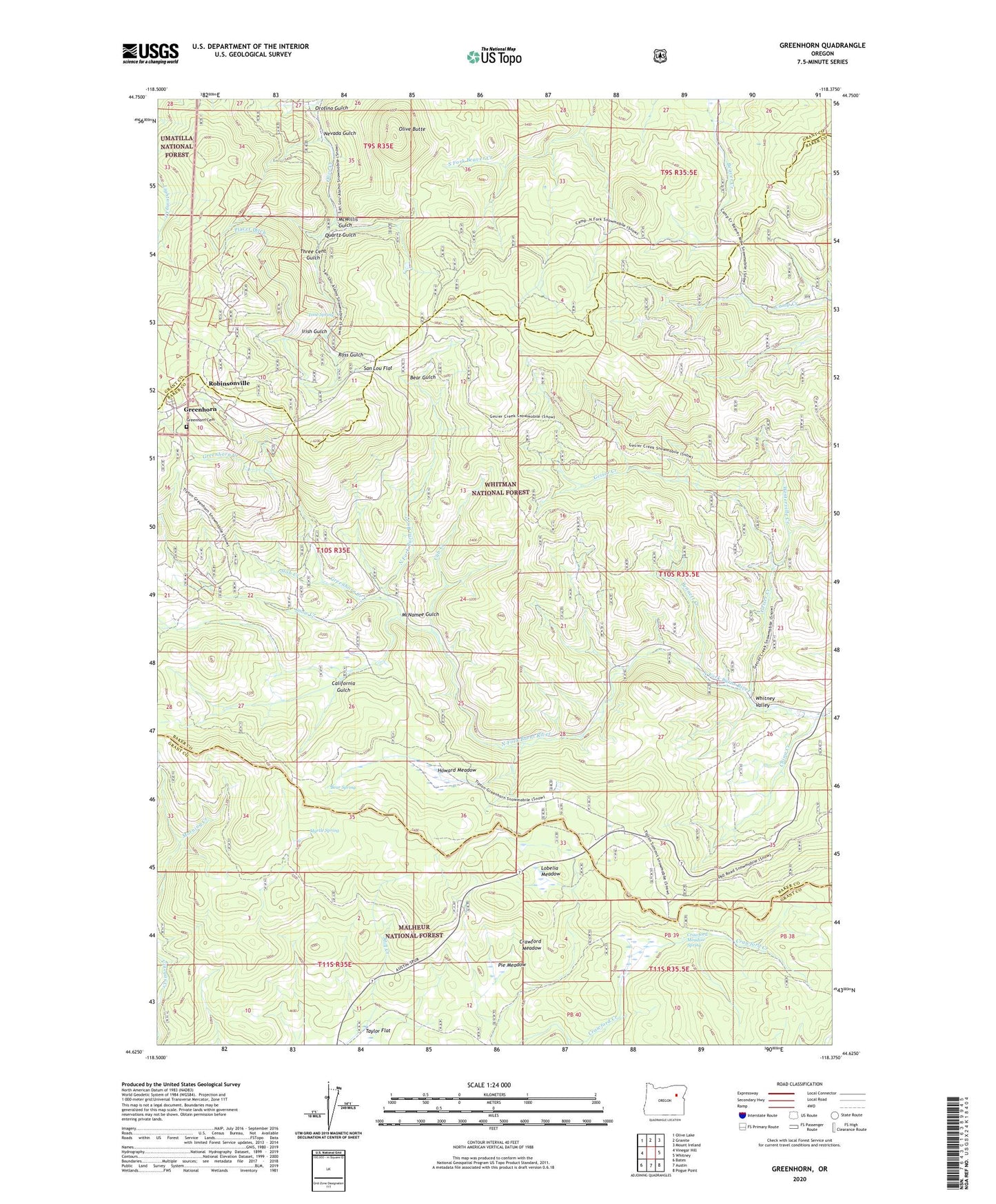 Greenhorn Oregon US Topo Map Image