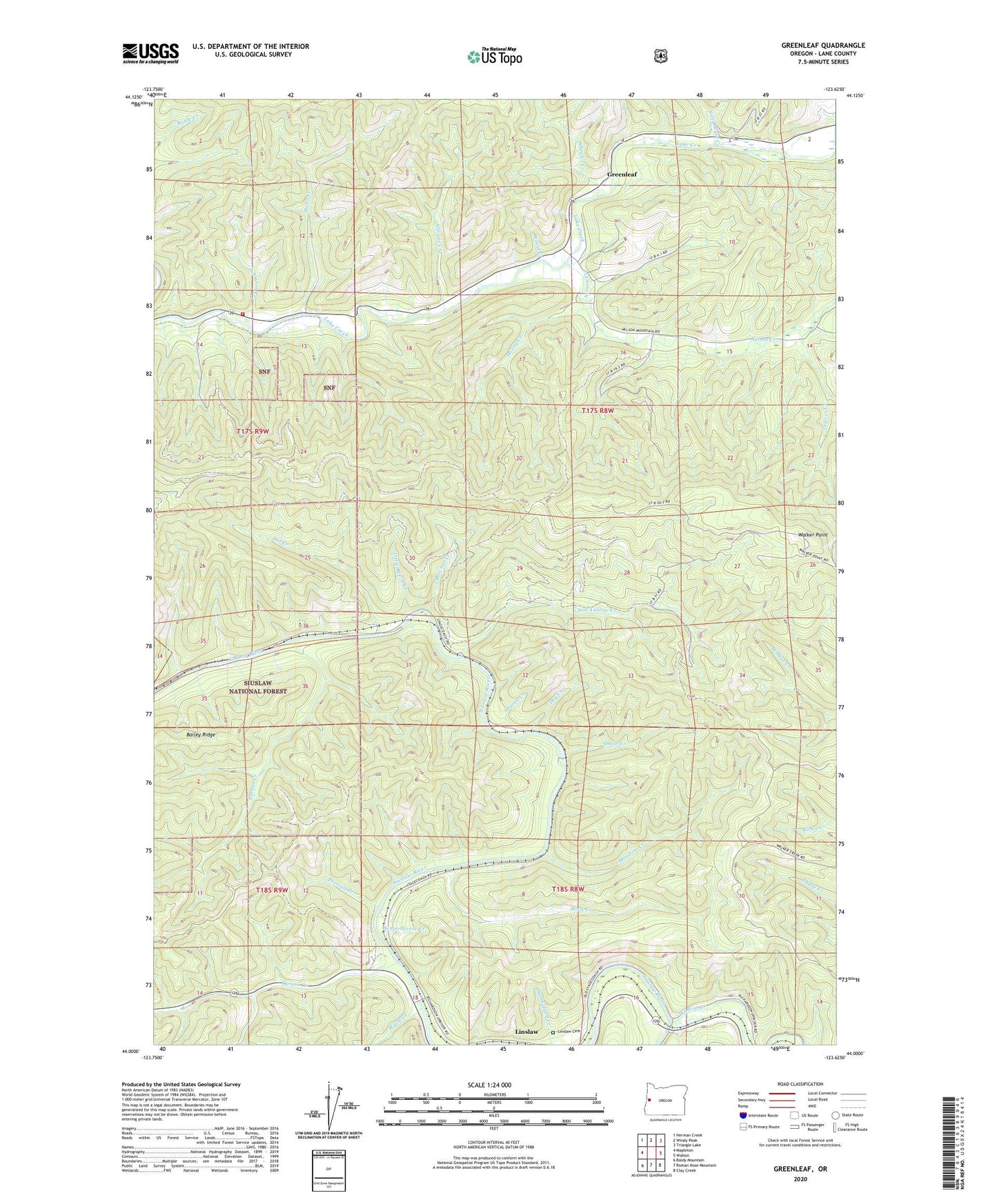 Greenleaf Oregon US Topo Map Image