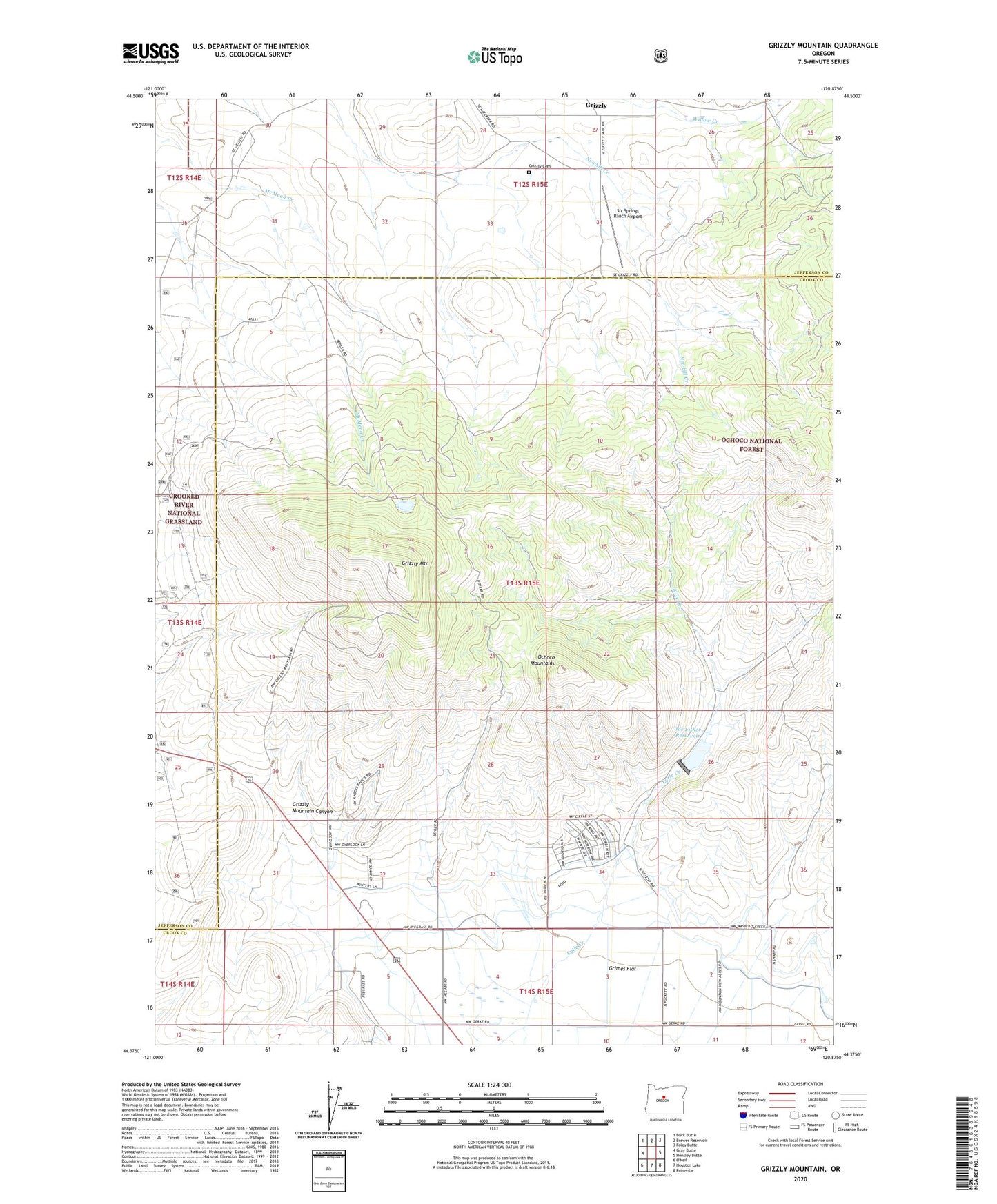 Grizzly Mountain Oregon US Topo Map Image