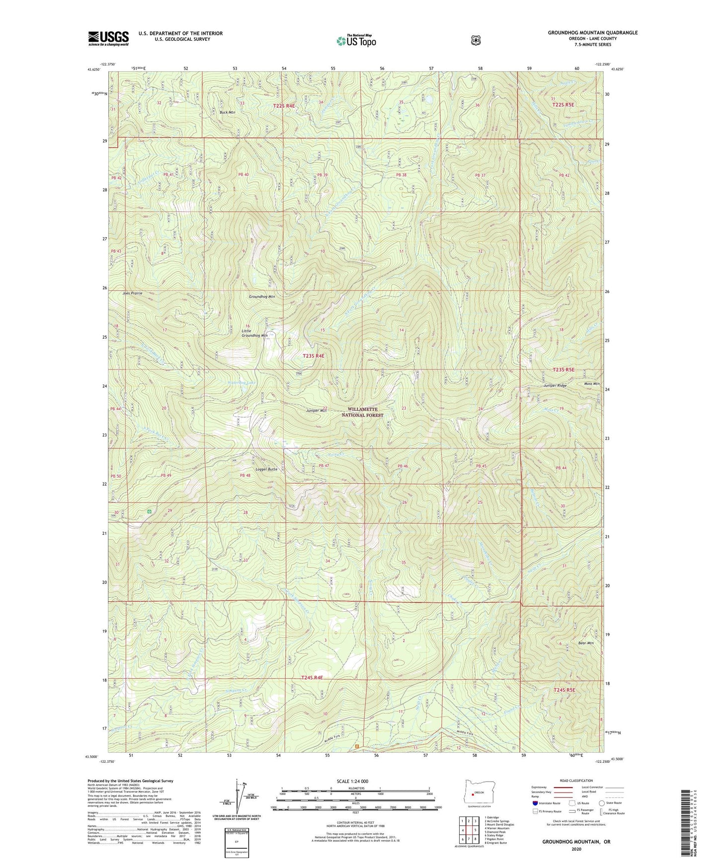Groundhog Mountain Oregon US Topo Map Image