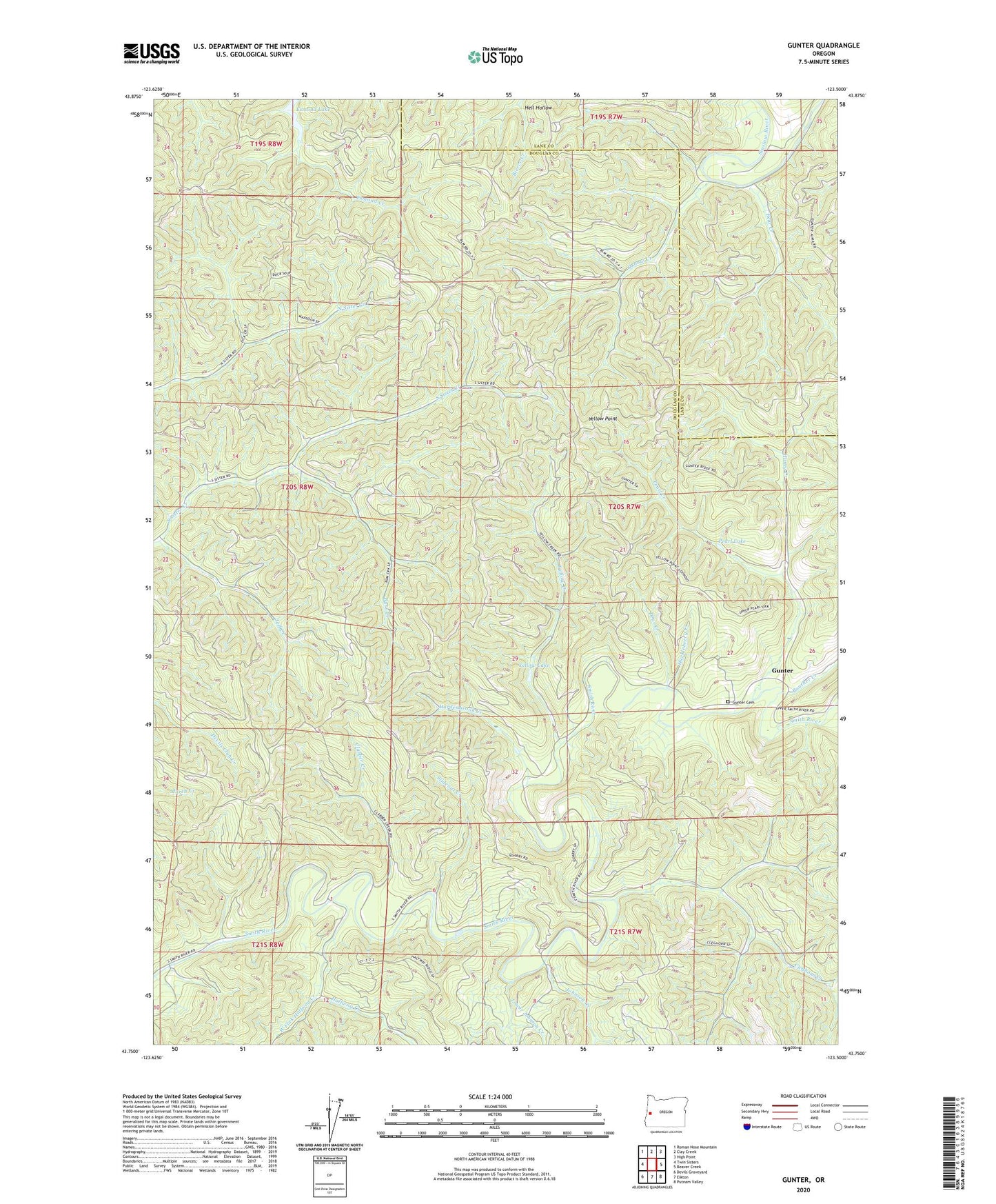 Gunter Oregon US Topo Map Image