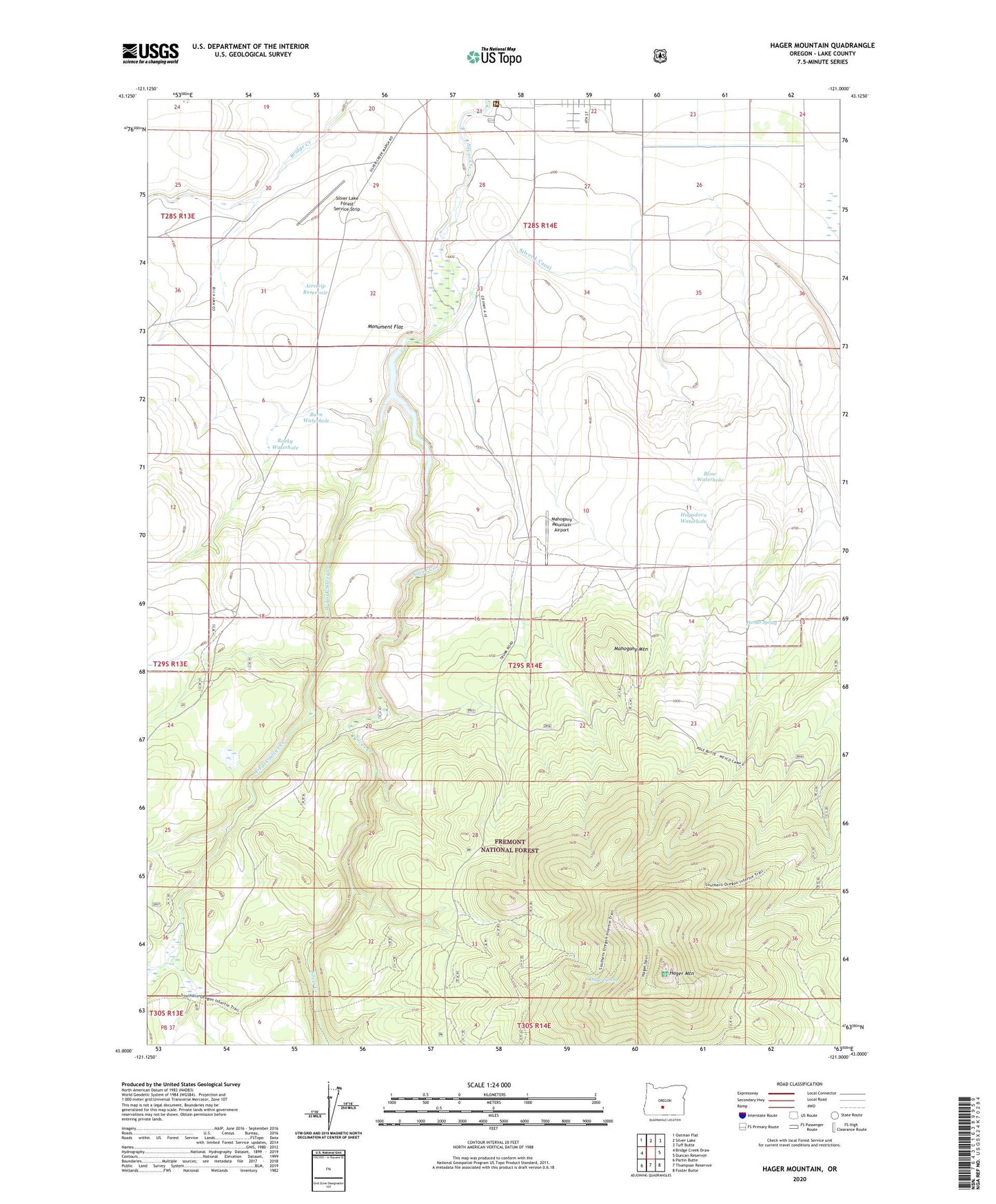 Hager Mountain Oregon US Topo Map Image