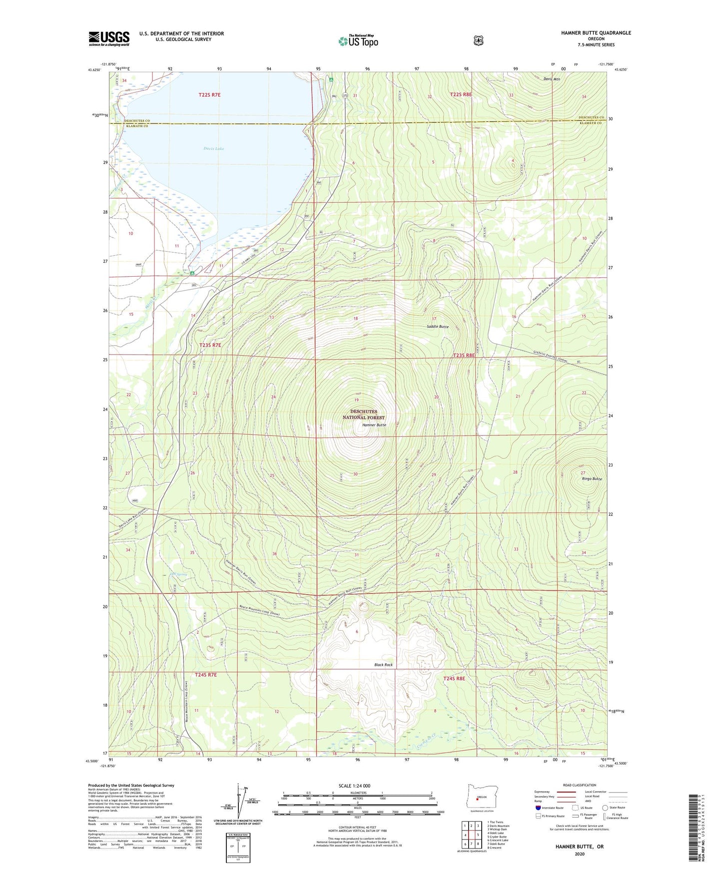 Hamner Butte Oregon US Topo Map Image