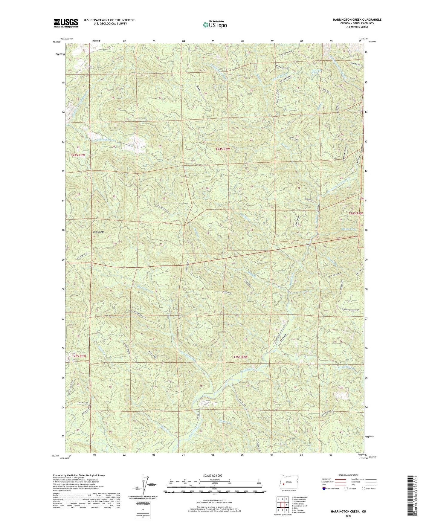 Harrington Creek Oregon US Topo Map Image