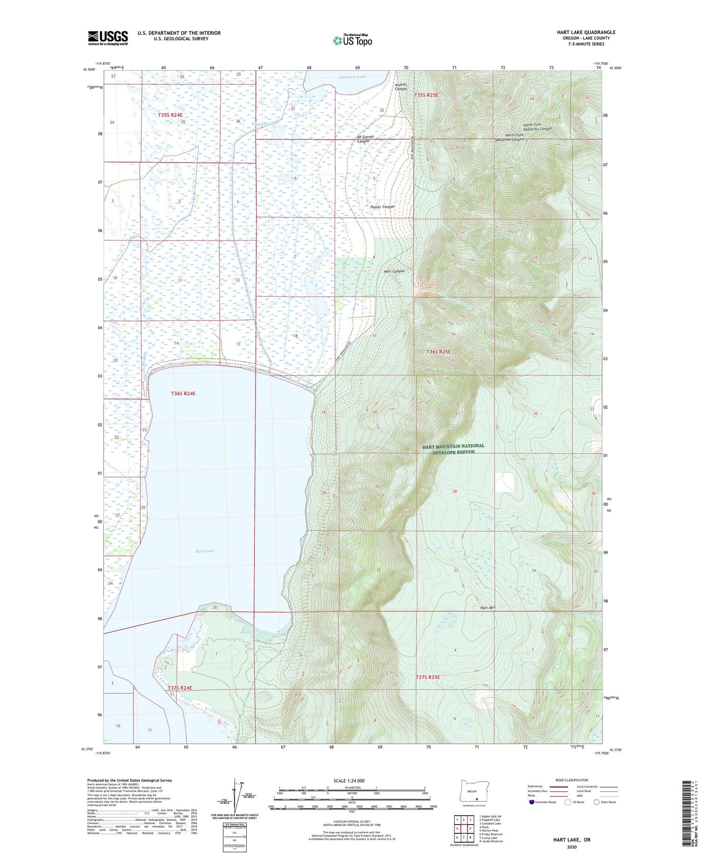 Hart Lake Oregon US Topo Map Image