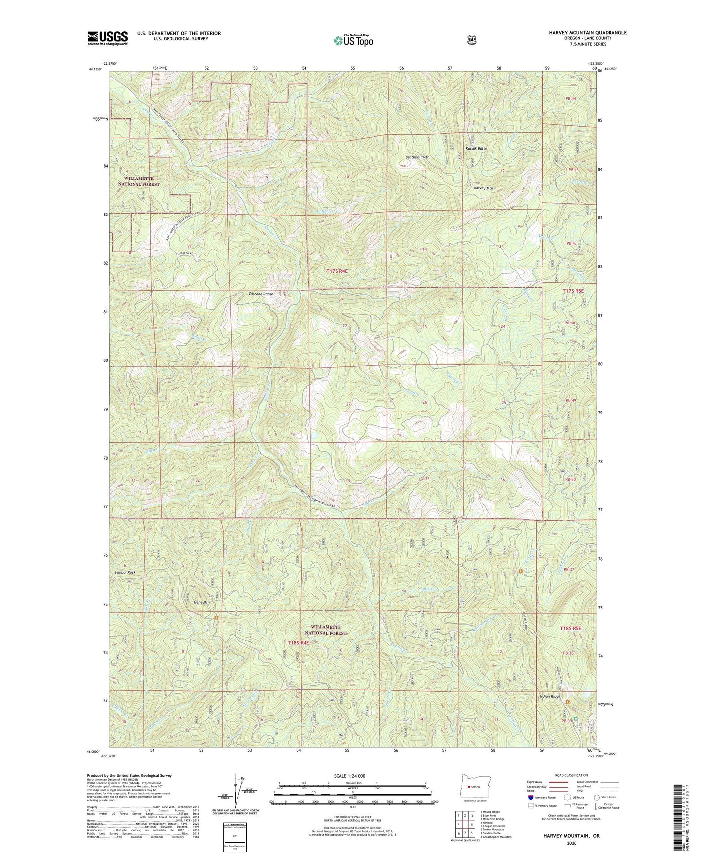 Harvey Mountain Oregon US Topo Map Image