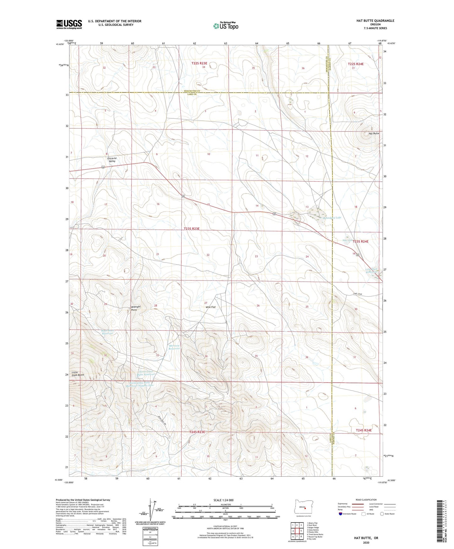 Hat Butte Oregon US Topo Map Image