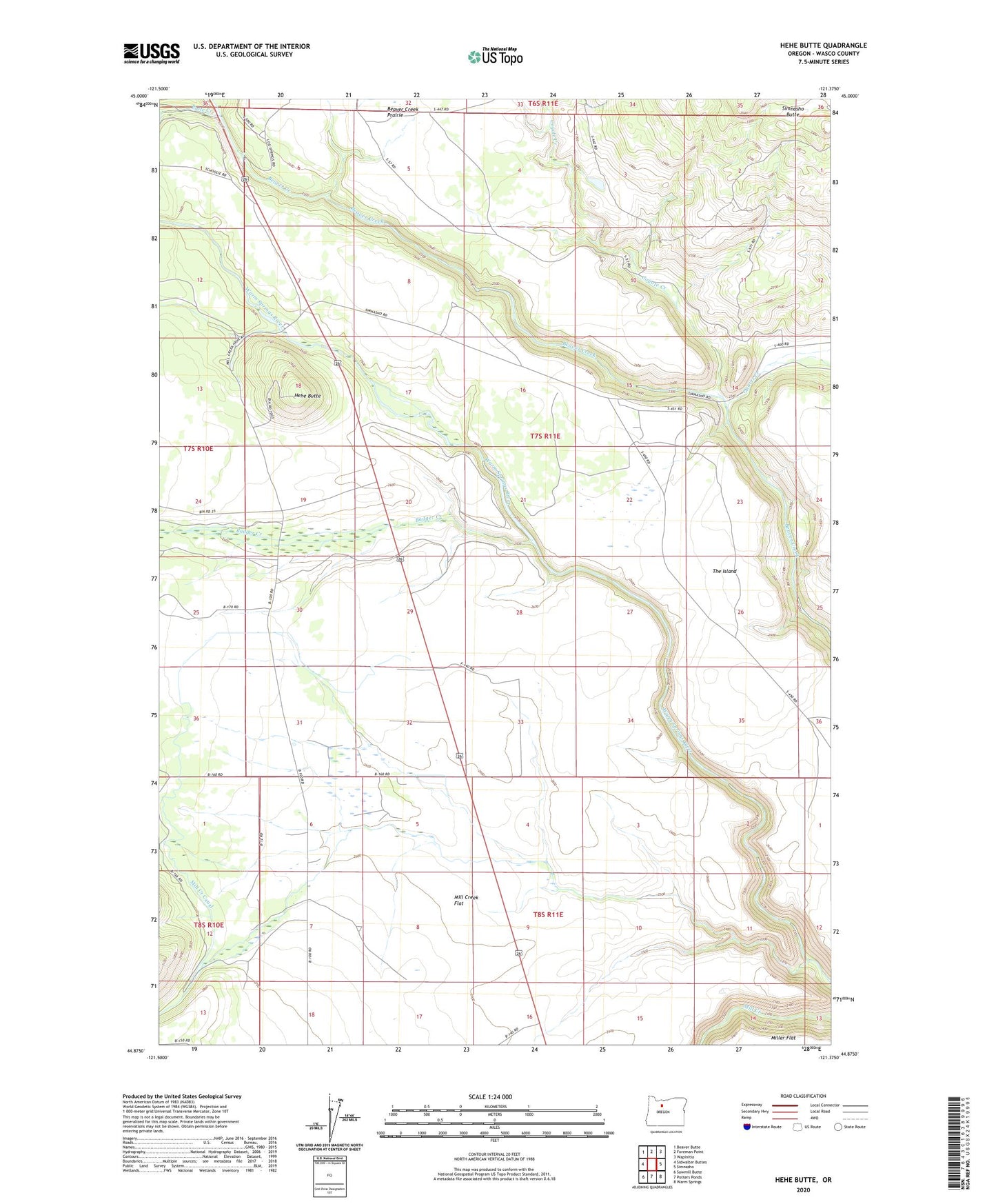 Hehe Butte Oregon US Topo Map Image