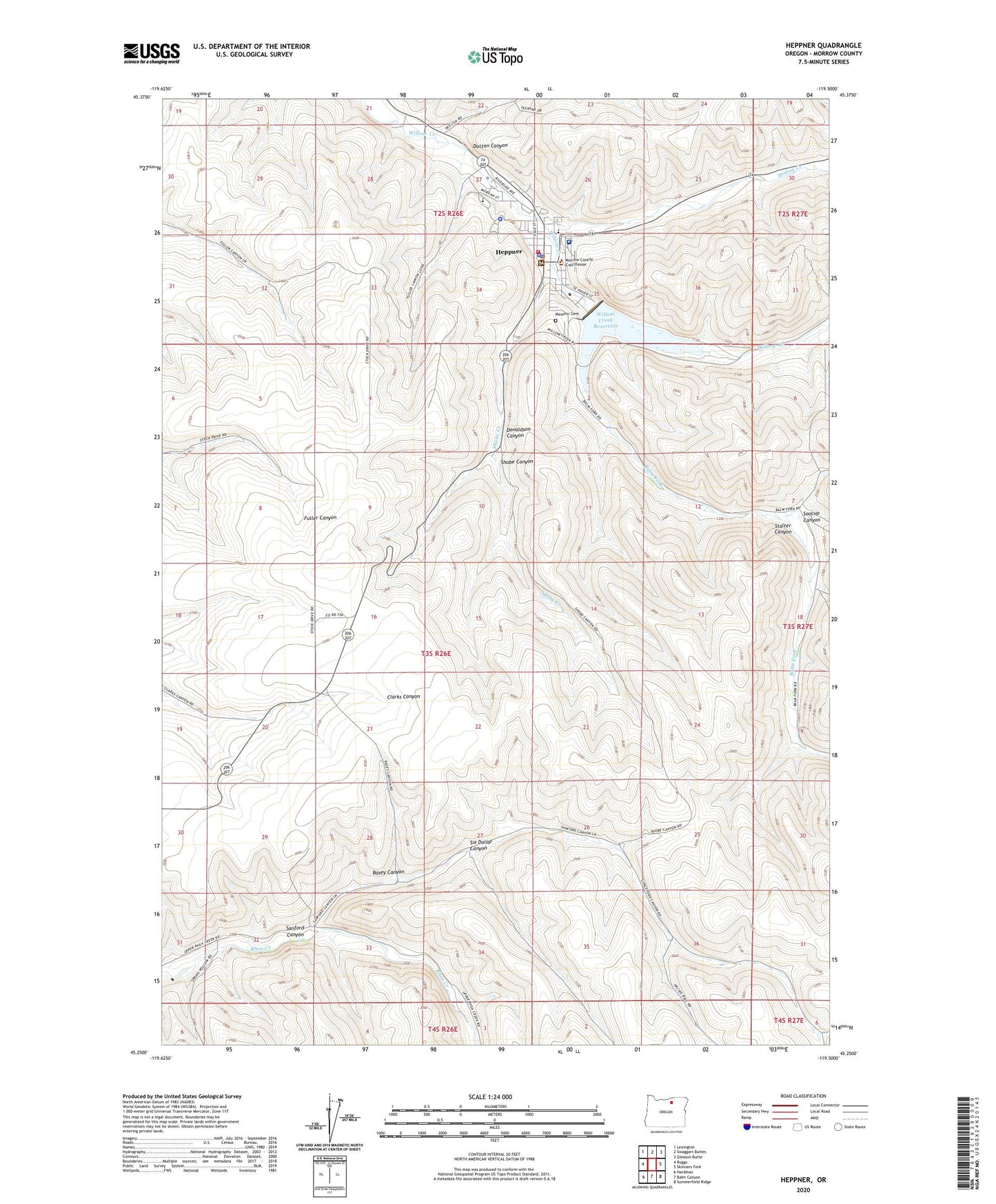 Heppner Oregon US Topo Map Image