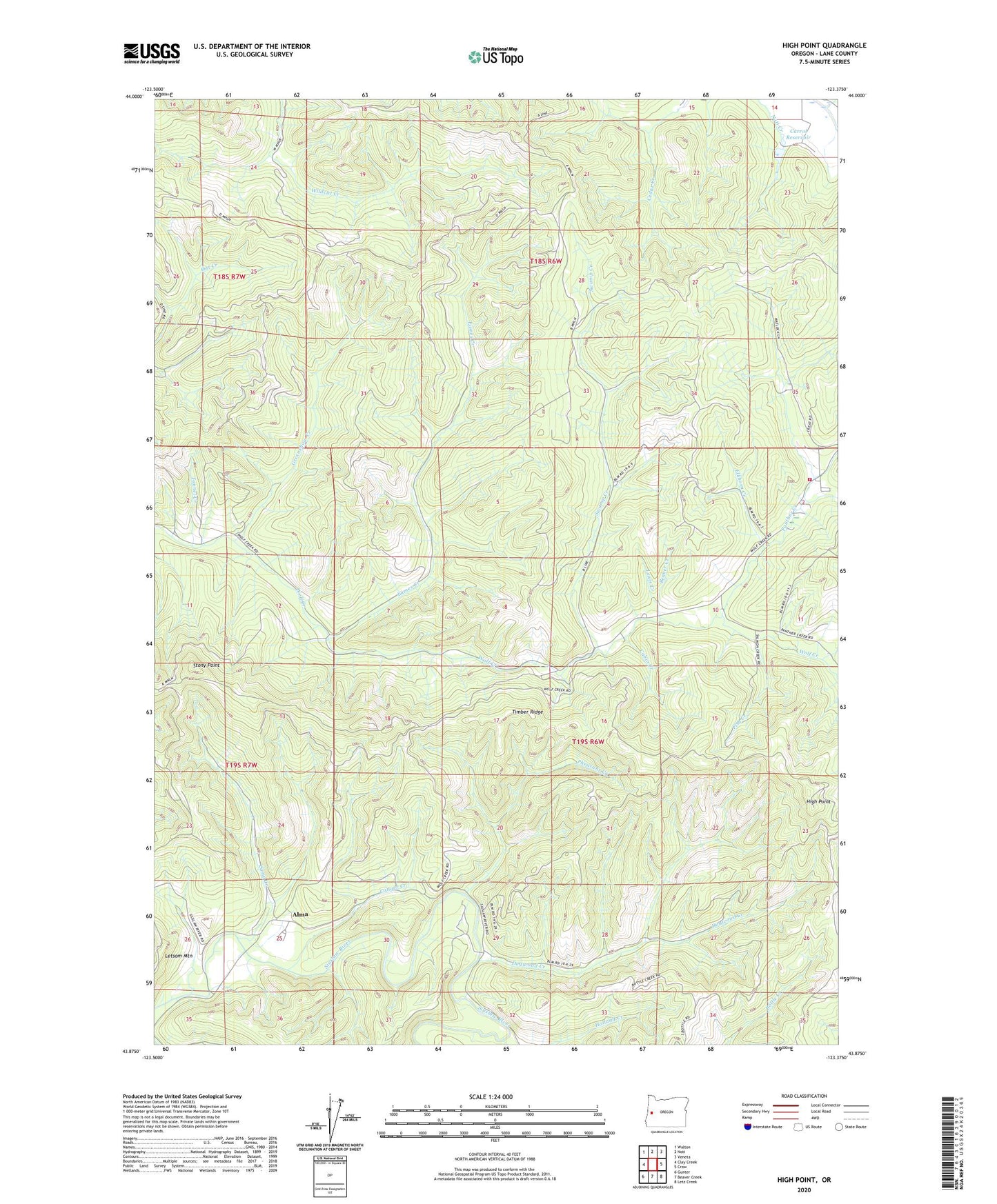 High Point Oregon US Topo Map Image