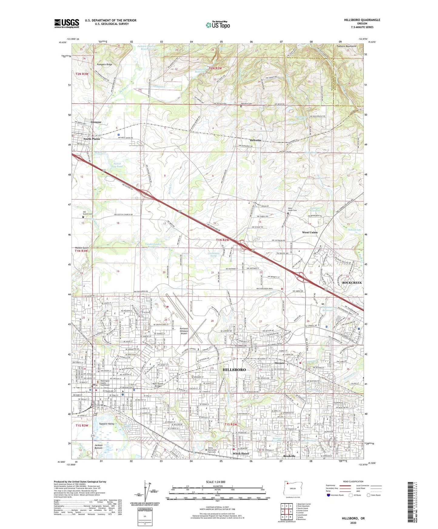 Hillsboro Oregon US Topo Map Image