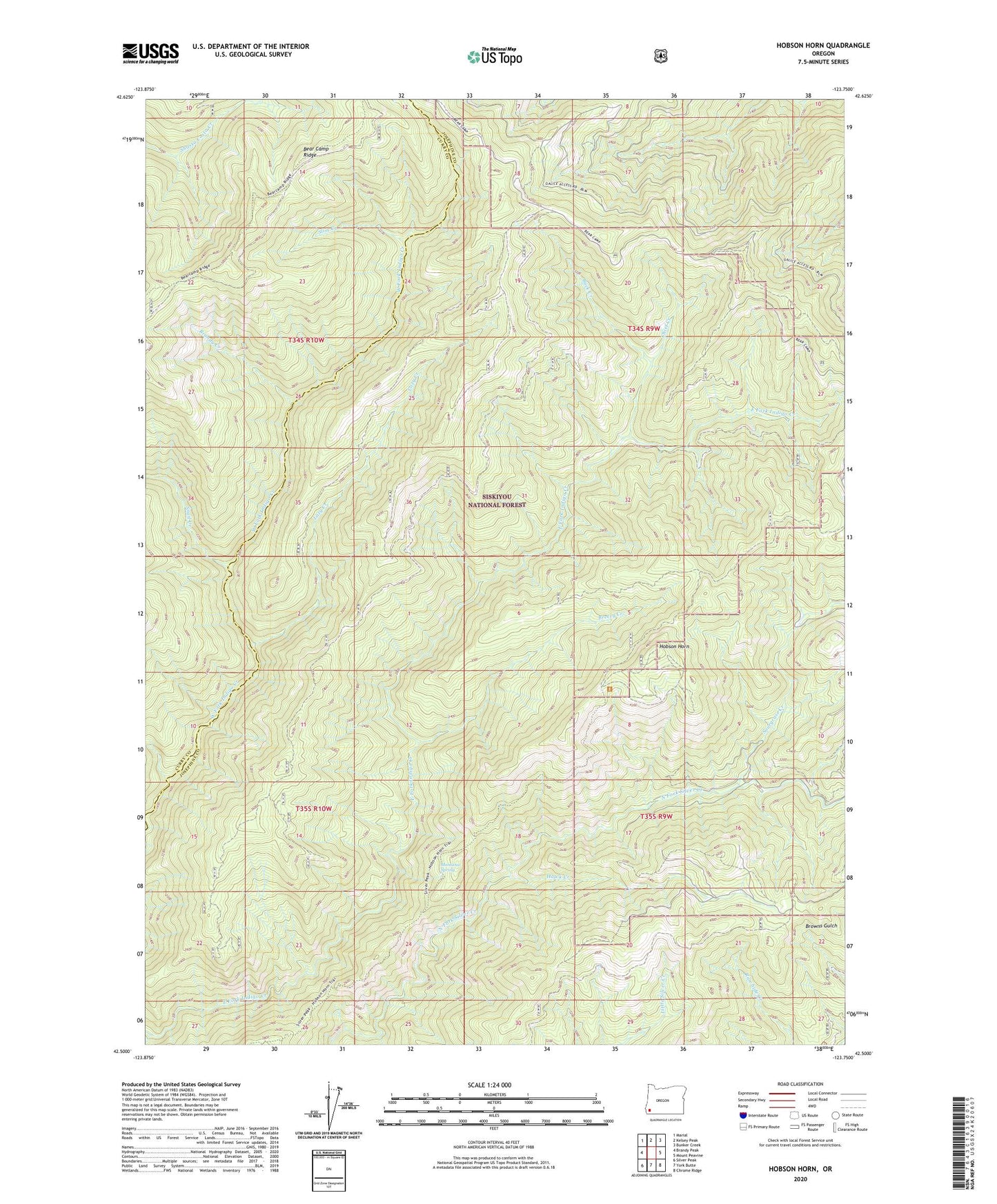Hobson Horn Oregon US Topo Map Image