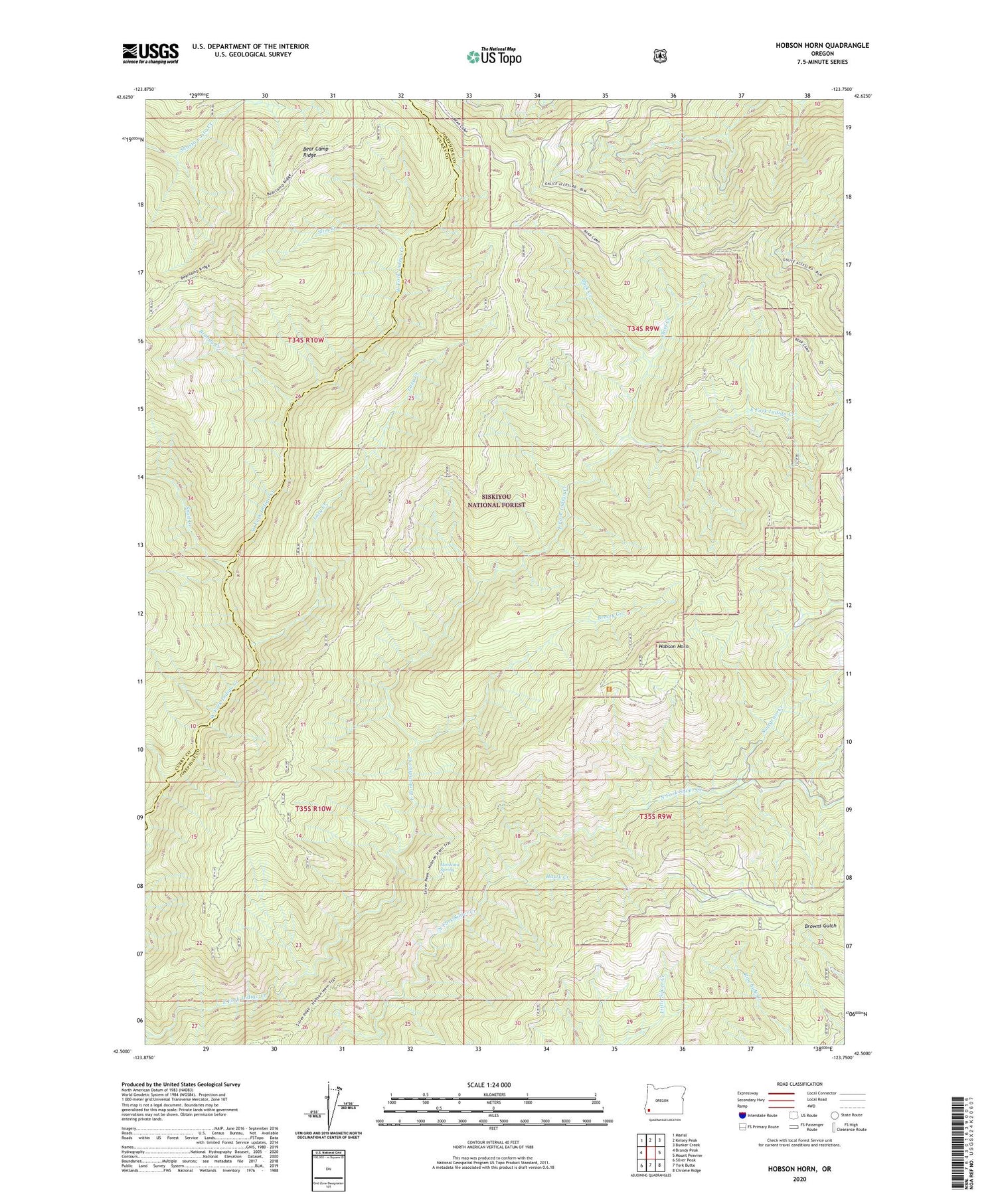 Hobson Horn Oregon US Topo Map Image
