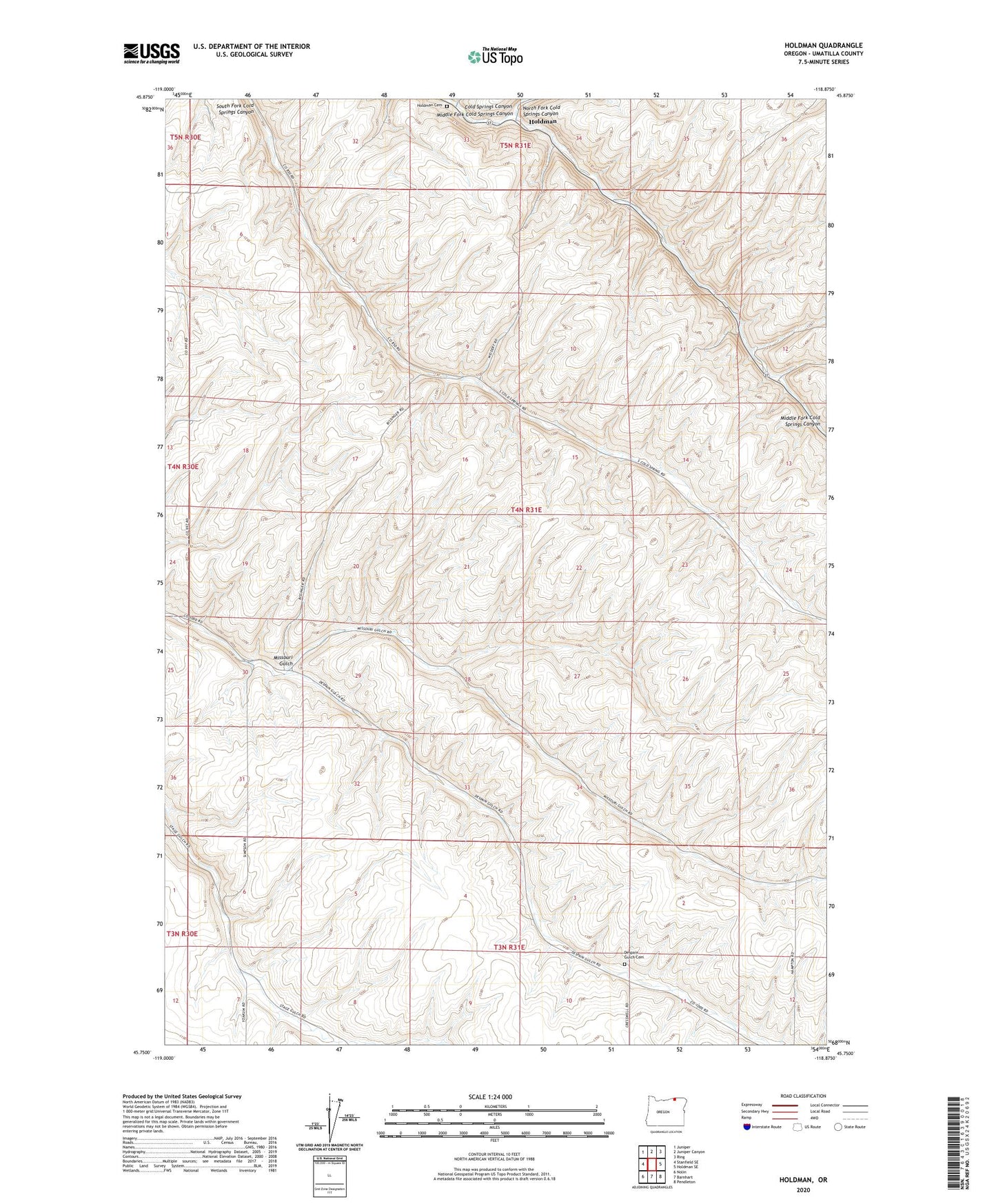 Holdman Oregon US Topo Map Image