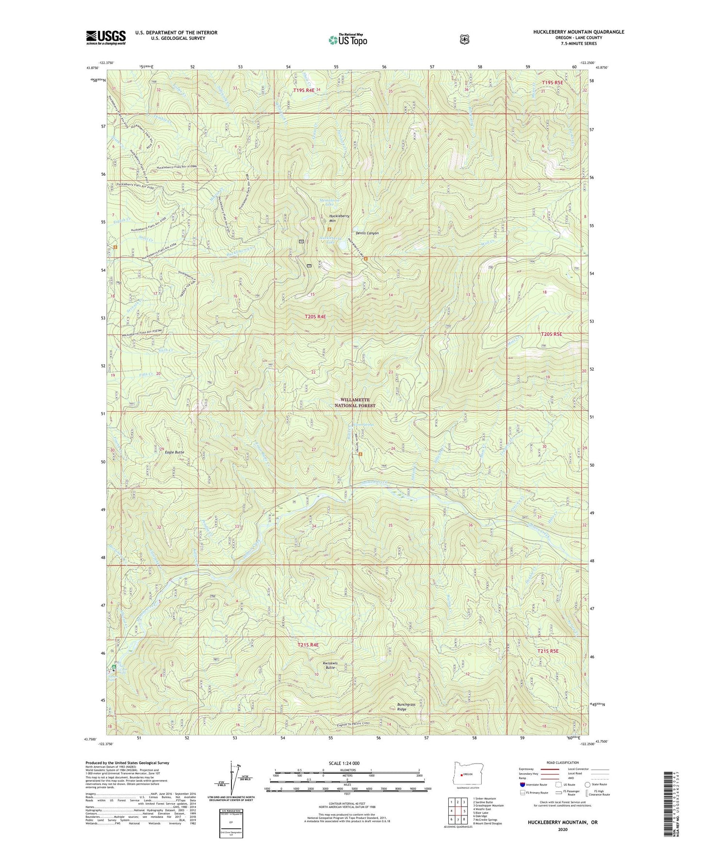 Huckleberry Mountain Oregon US Topo Map Image