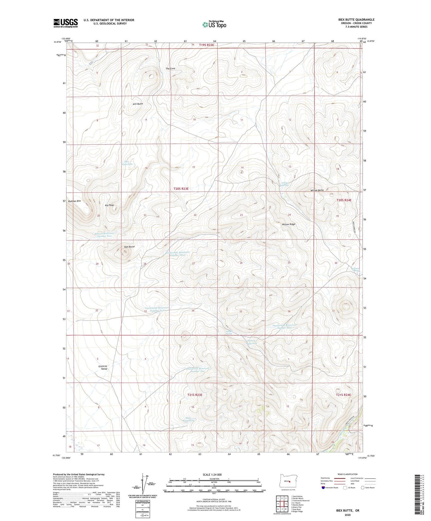 Ibex Butte Oregon US Topo Map Image
