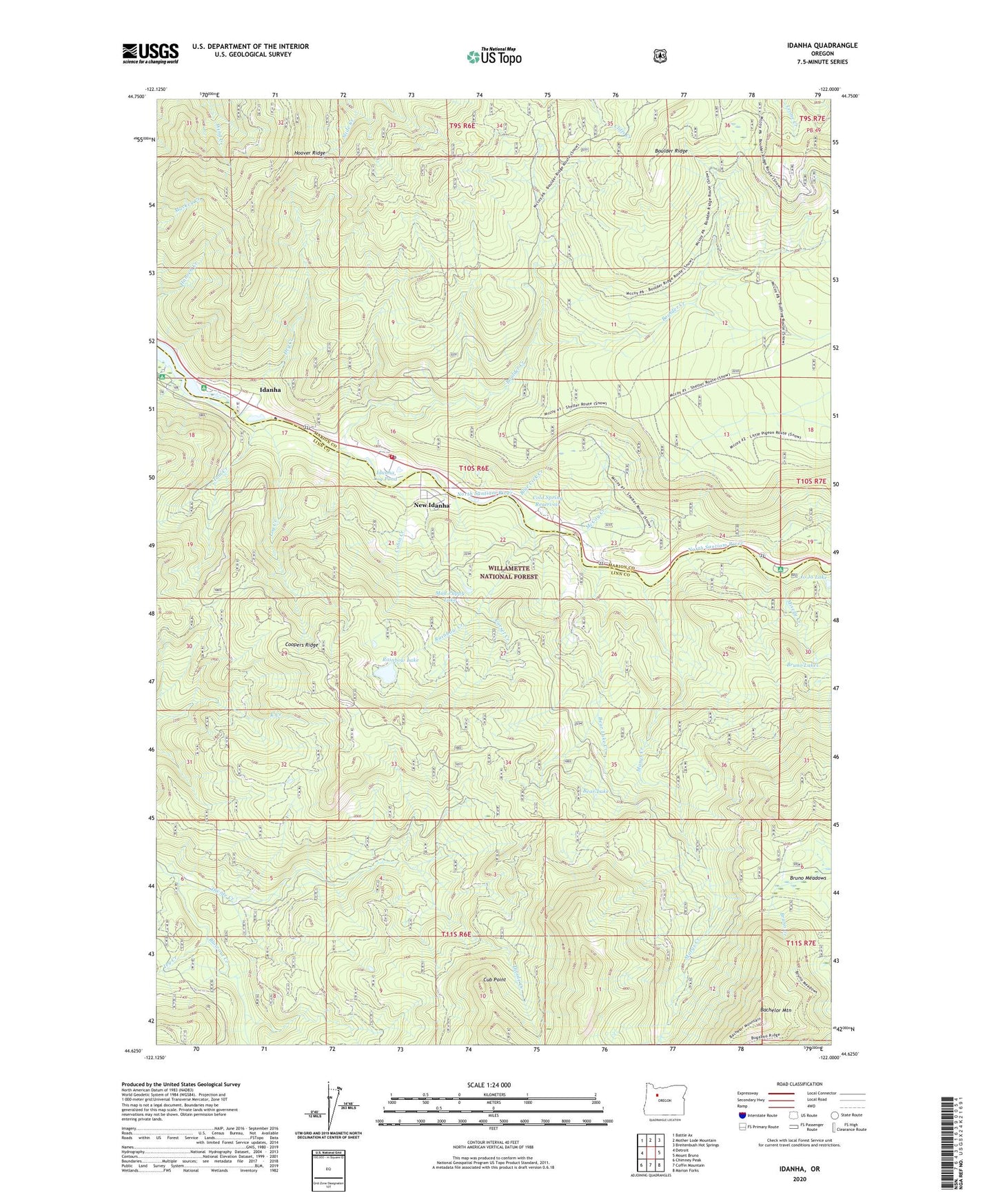 Idanha Oregon US Topo Map Image