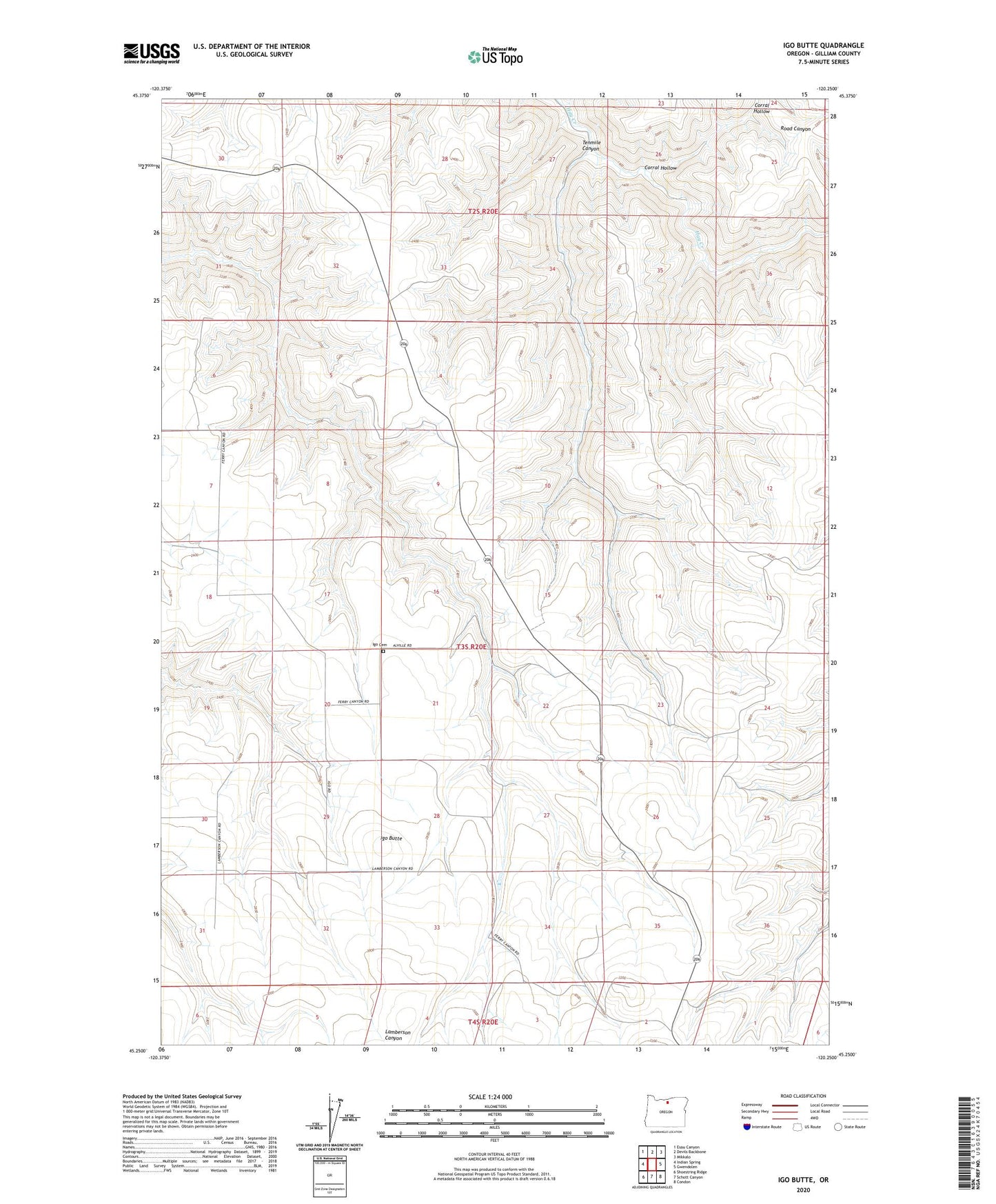 Igo Butte Oregon US Topo Map Image