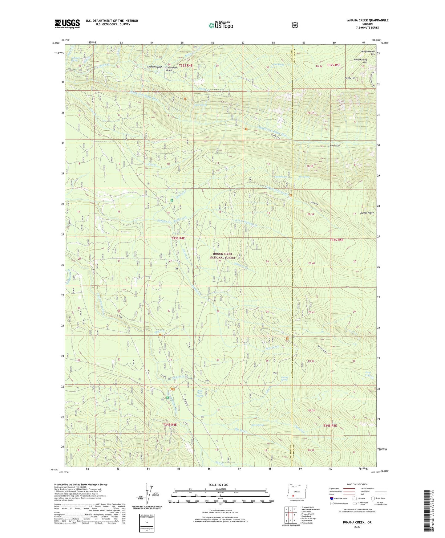 Imnaha Creek Oregon US Topo Map Image
