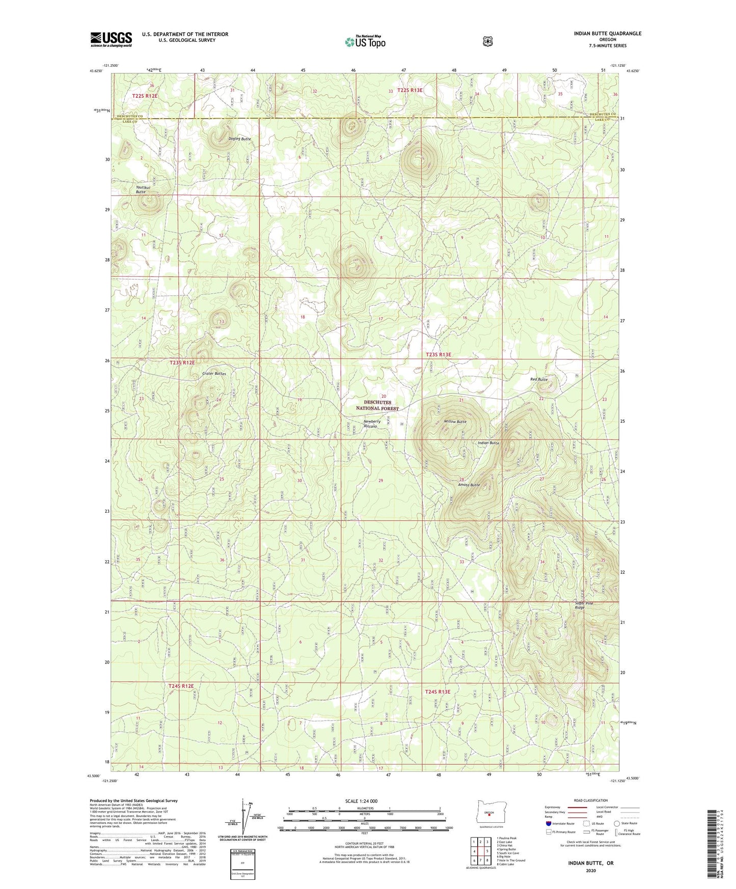 Indian Butte Oregon US Topo Map Image