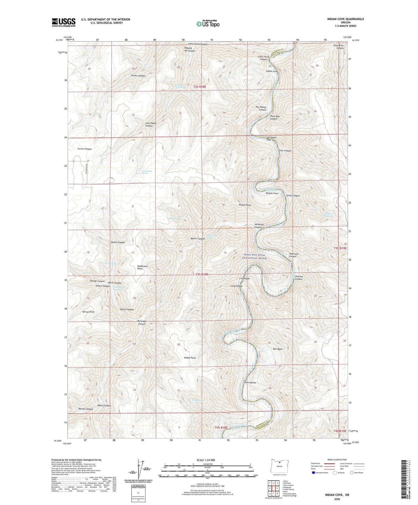 Indian Cove Oregon US Topo Map Image