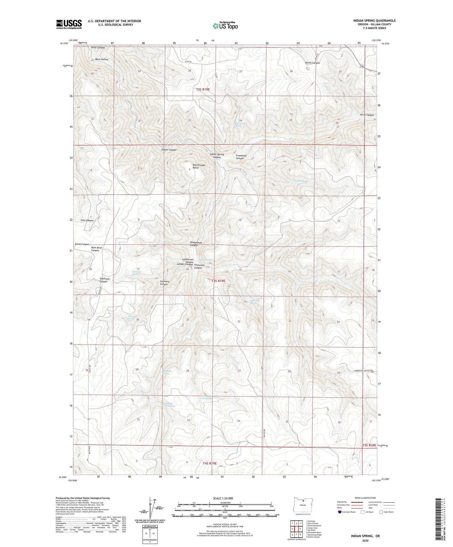 Indian Spring Oregon US Topo Map Image