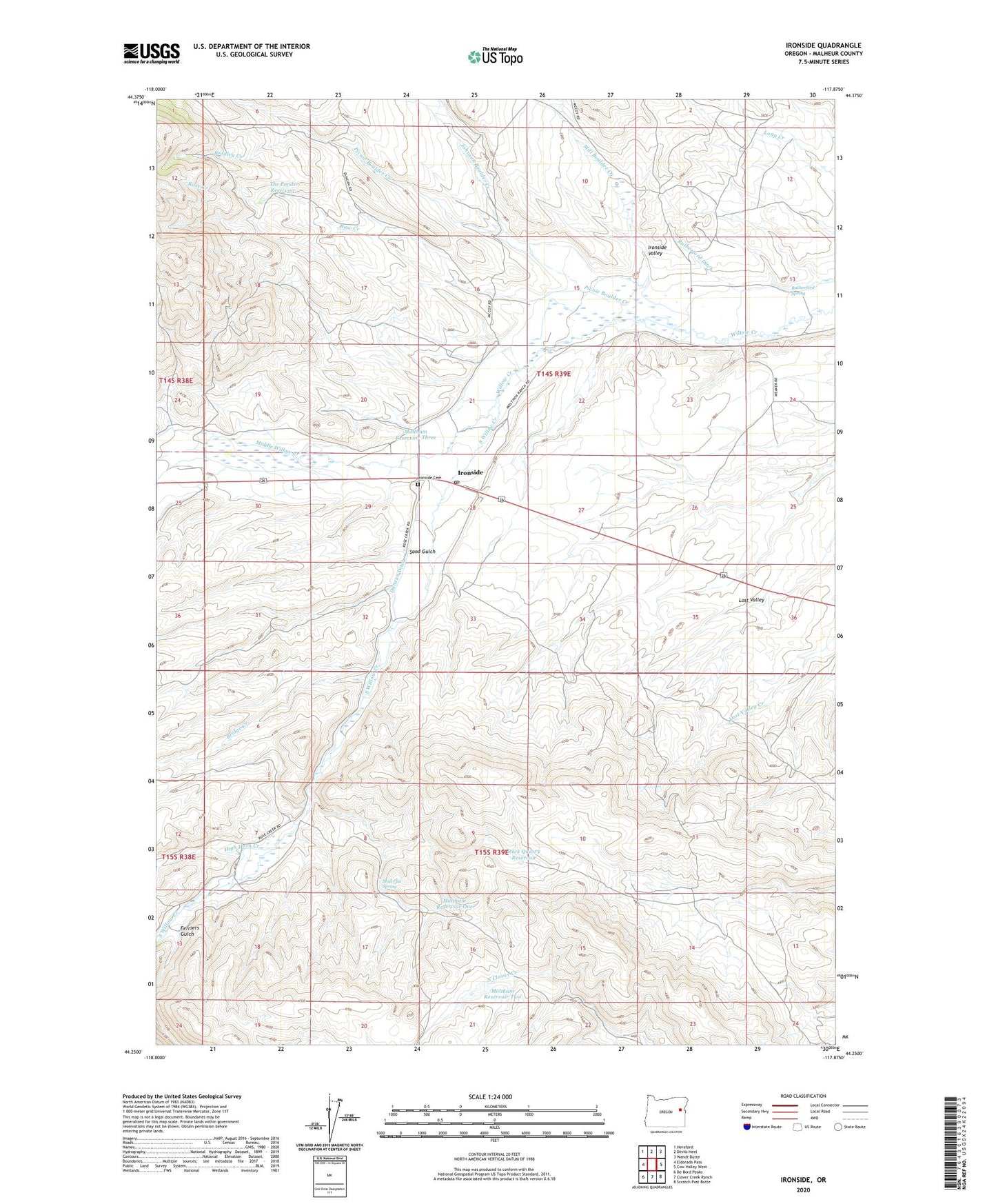 Ironside Oregon US Topo Map Image