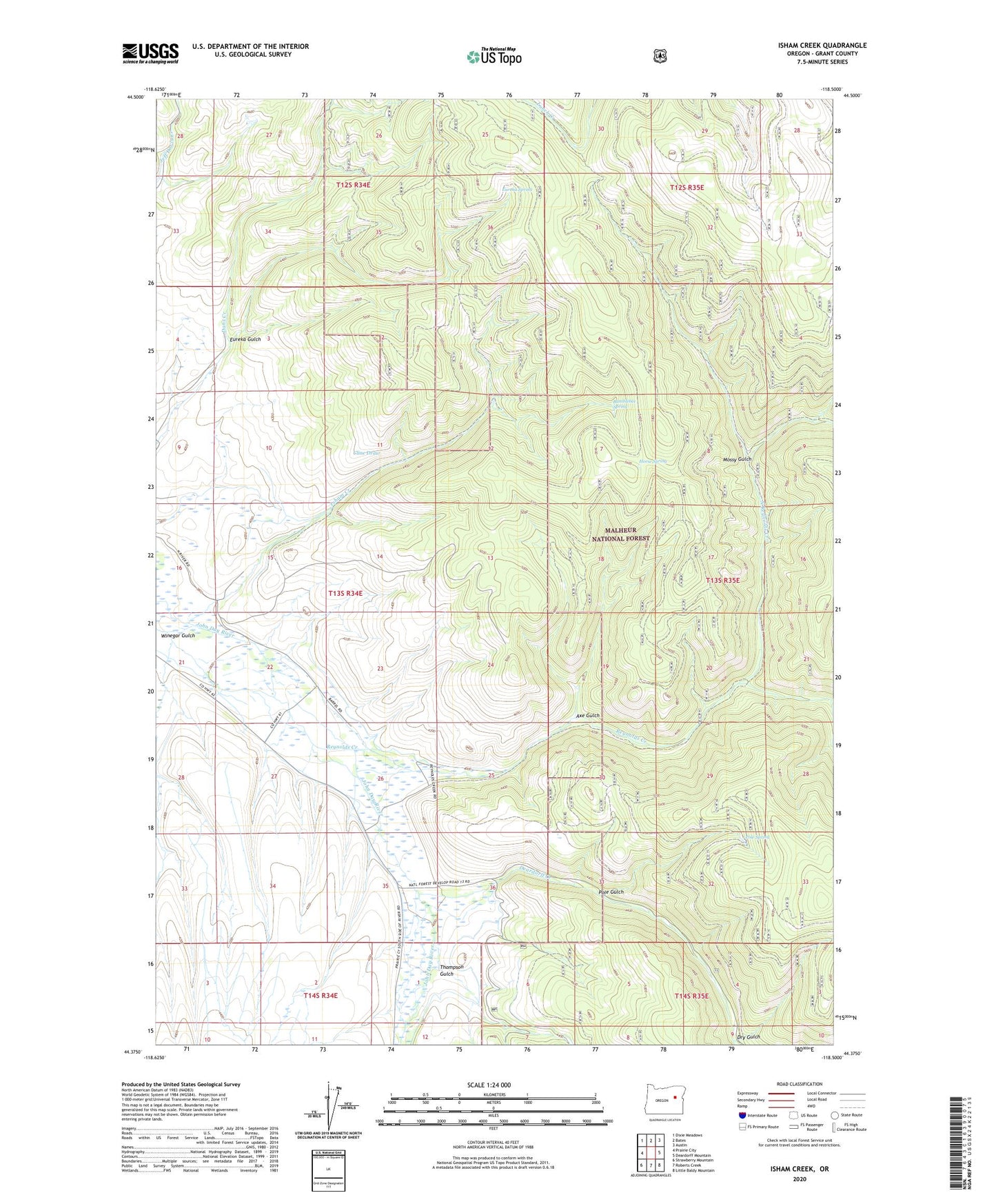 Isham Creek Oregon US Topo Map Image