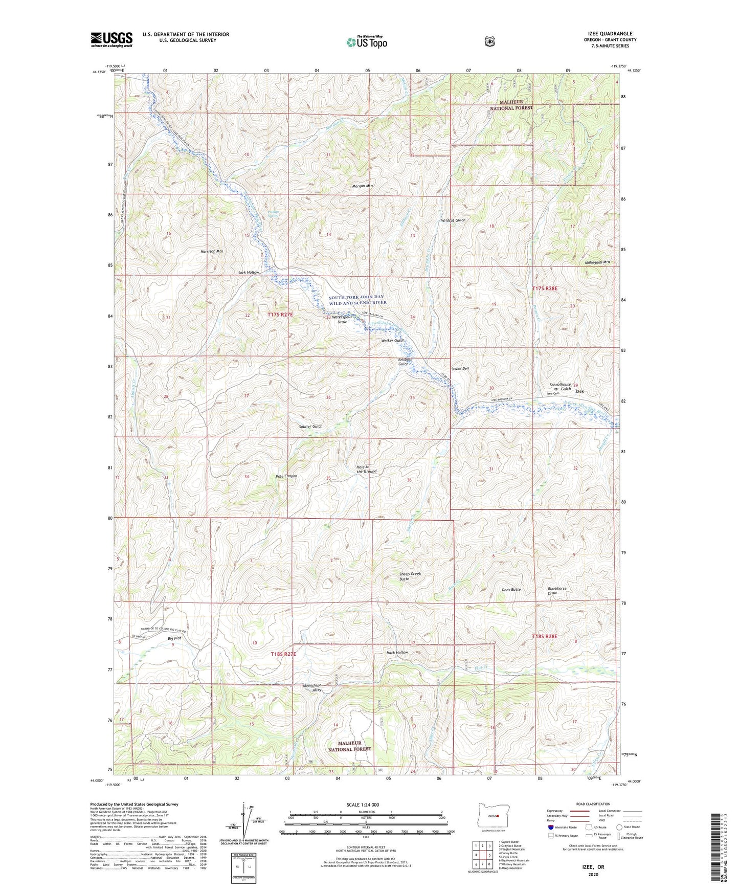 Izee Oregon US Topo Map Image