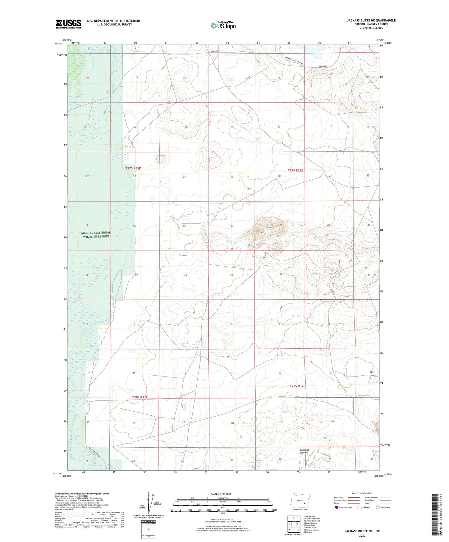 Jackass Butte NE Oregon US Topo Map Image