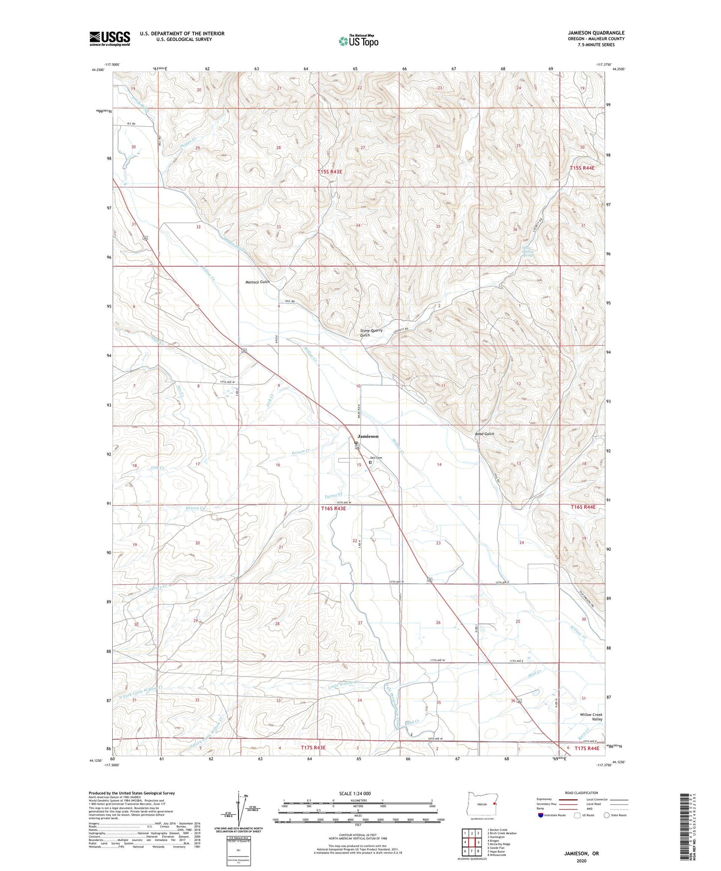 Jamieson Oregon US Topo Map Image