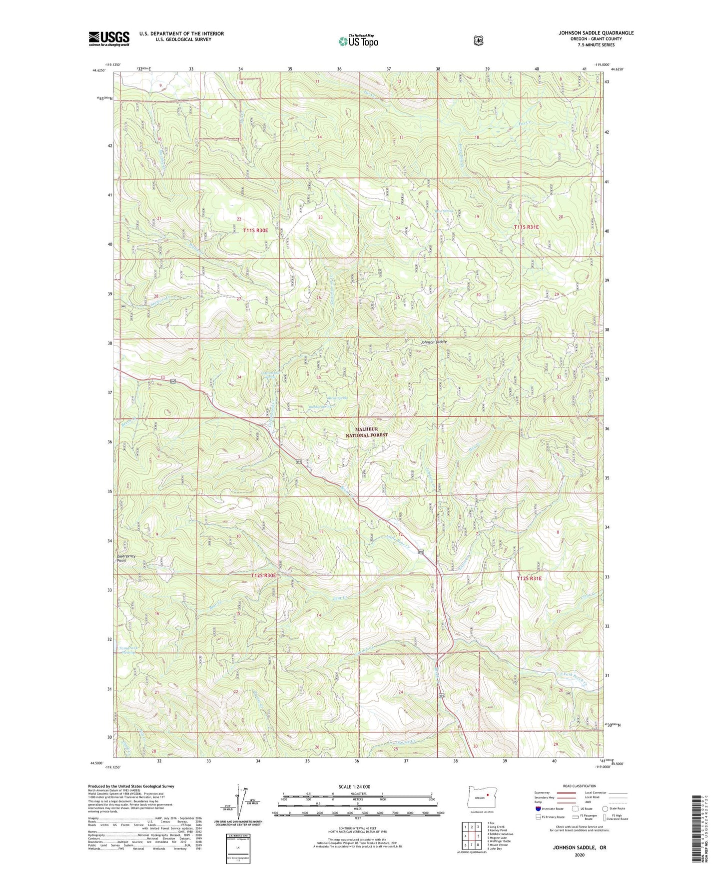 Johnson Saddle Oregon US Topo Map Image