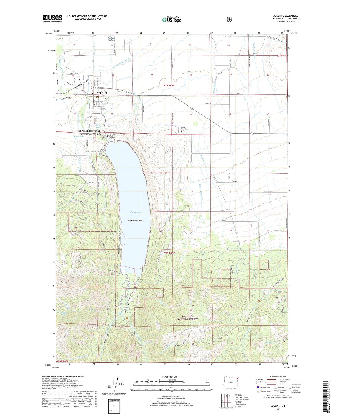 Joseph Oregon US Topo Map Image