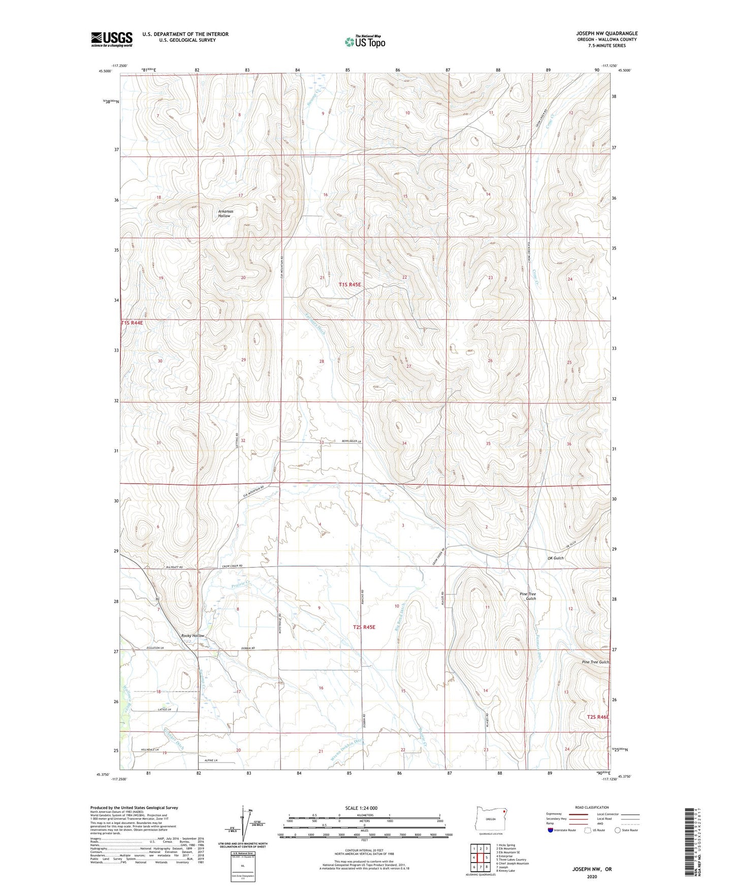 Joseph NW Oregon US Topo Map Image