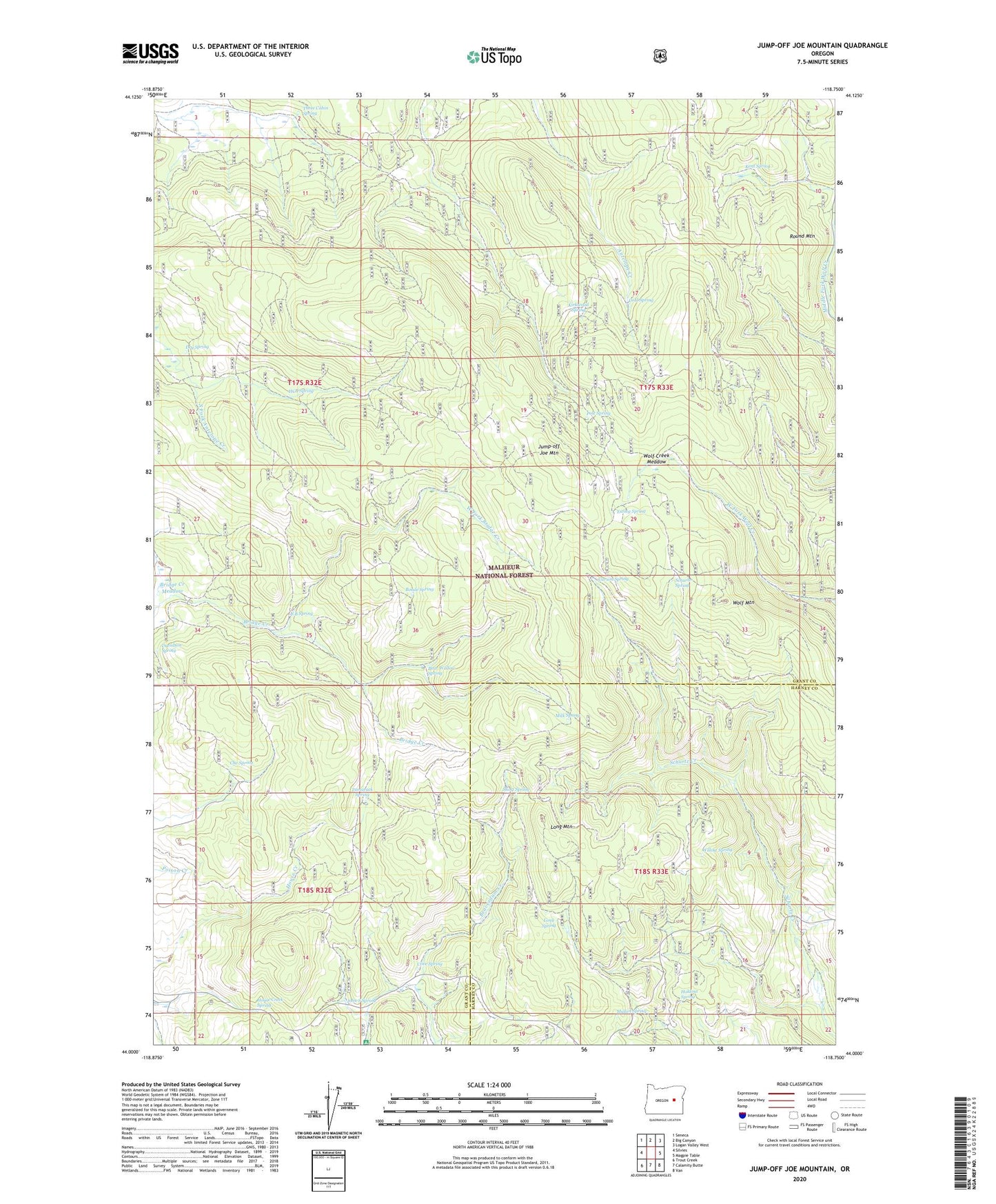 Jump-off Joe Mountain Oregon US Topo Map Image
